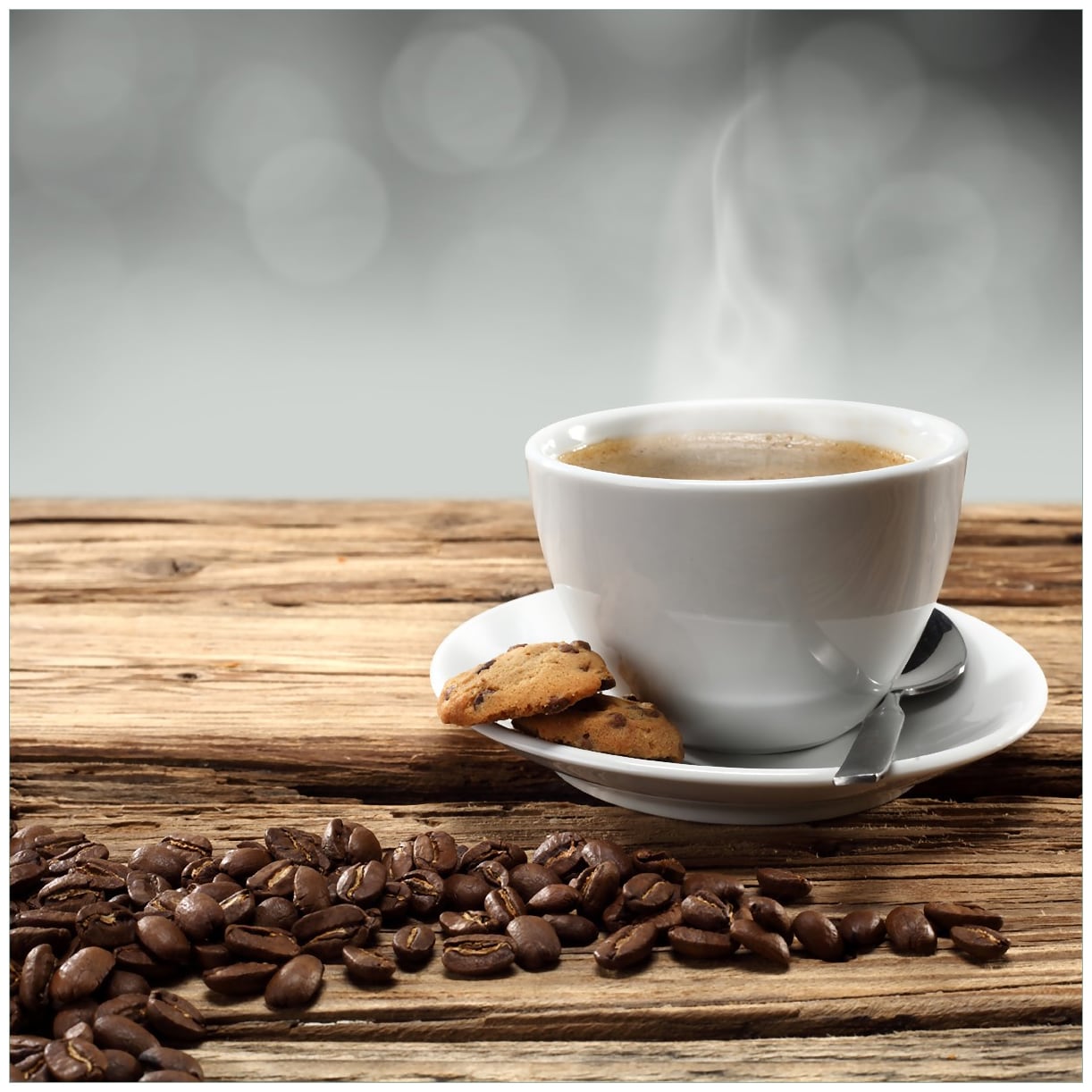 Wallario Magnetfolie 60 x 60 cm Hei&szlig;e Tasse Kaffee mit Kaffeebohnen - Bild 1