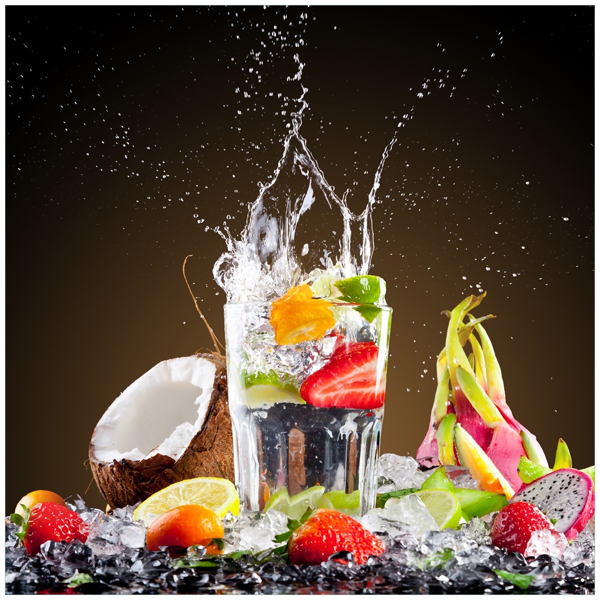 Wallario Magnetfolie 60 x 60 cm Tropische Fr&uuml;chte in einem erfrischenden Drink - Bild 1