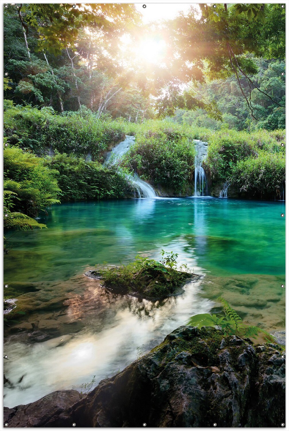 Gartenposter Rund, 120 cm Durchmesser Türkisgrüner See im Nationalpark in Guatemala
