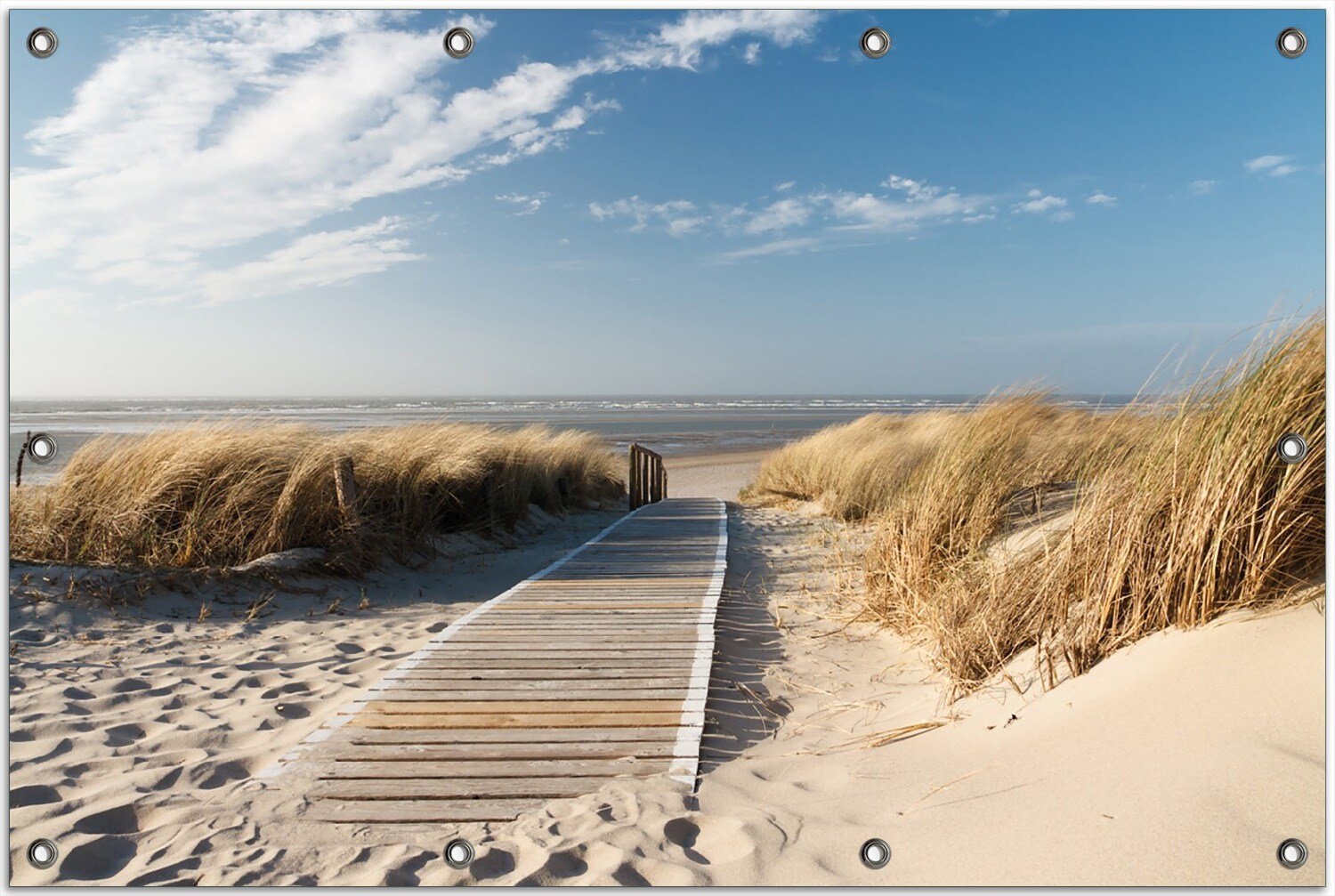 Gartenposter Rund, 90 cm Durchmesser Auf dem Holzweg zum Strand