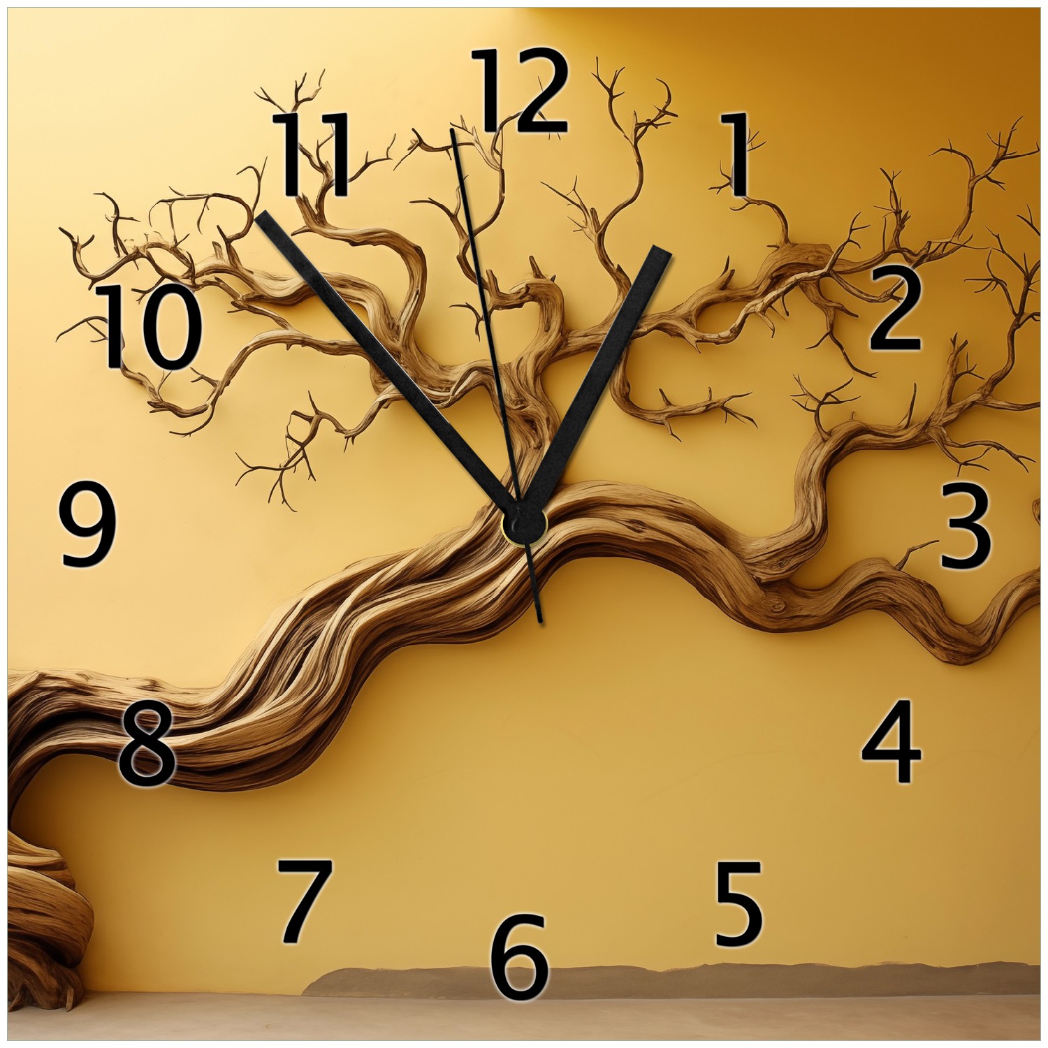 Wallario Uhr 30 x 30 cm, wei&szlig;e Zeiger Lebensbaum Skulptur - Bild 1
