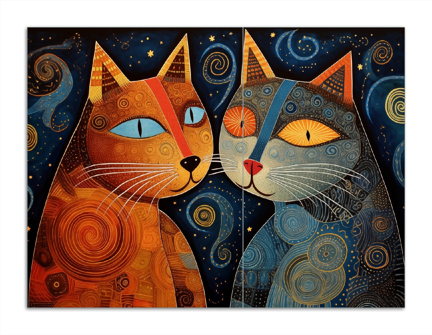 Wallario Herdabdeckplatte 60 x 52 cm (BxH), 1-teilig Kosmische Katzenfreunde - Bild 1