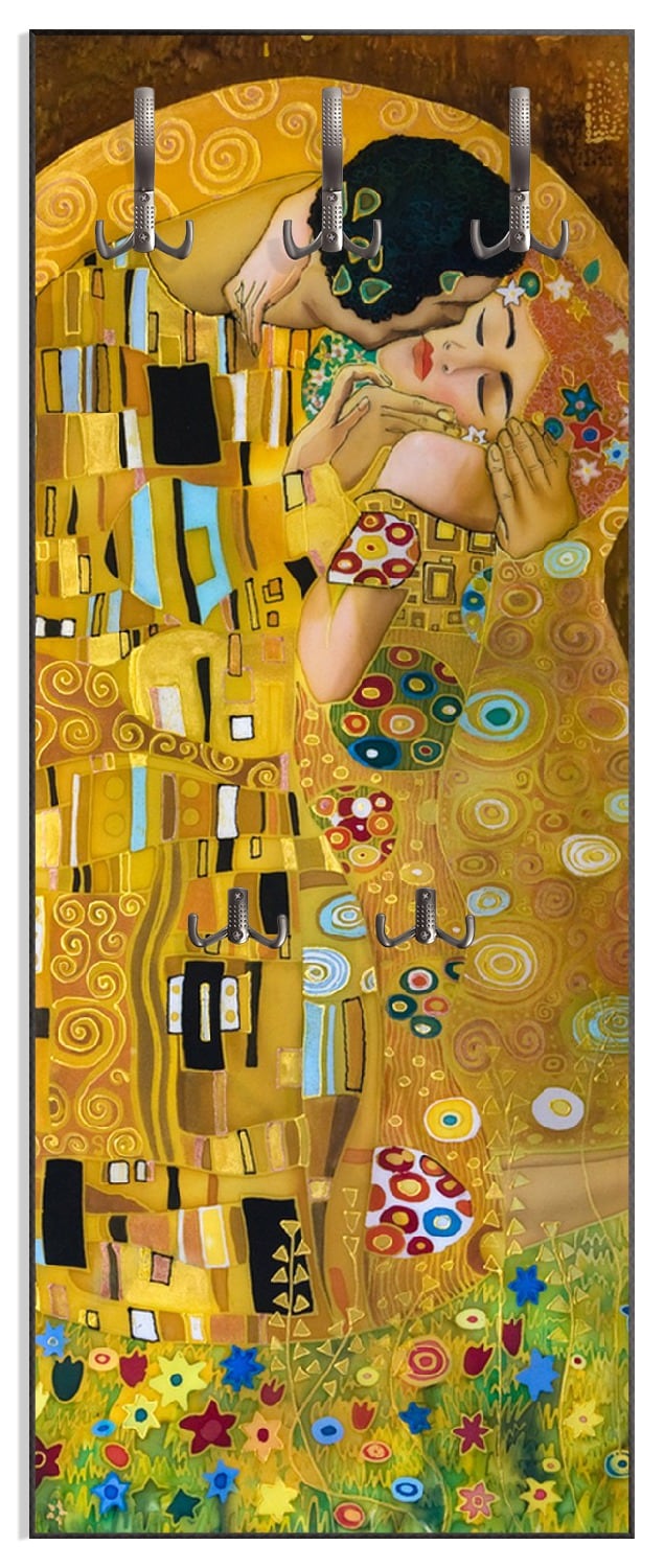 Wallario Holzgarderobe 50 x 125 cm Der Kuss von Klimt - Bild 1