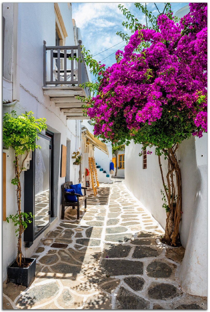Gartenposter ca. 100 x 150 cm Griechische Blütengasse