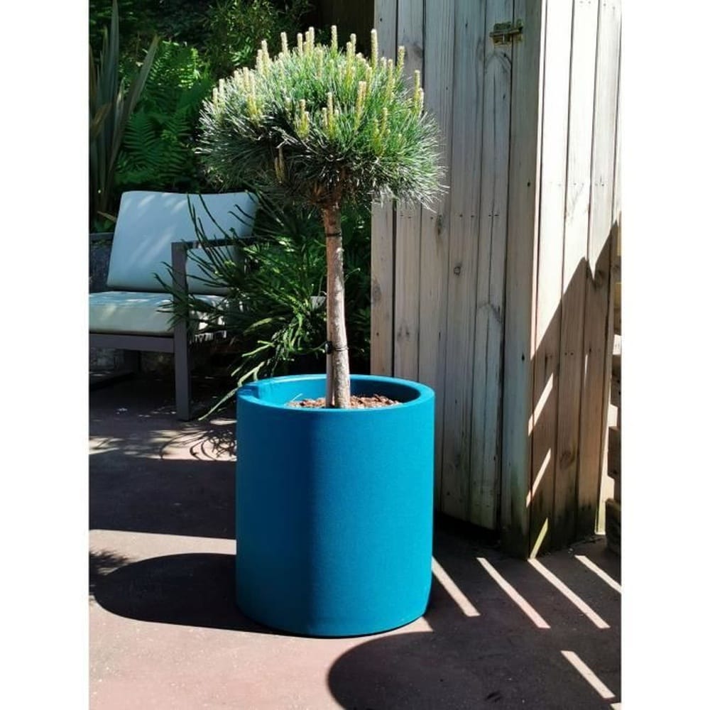 RIVIERA RIVIERA GRANIT runder Blumenkasten &ndash; Kunststoff &ndash; Durchmesser 50 cm &ndash; Blau - Bild 1