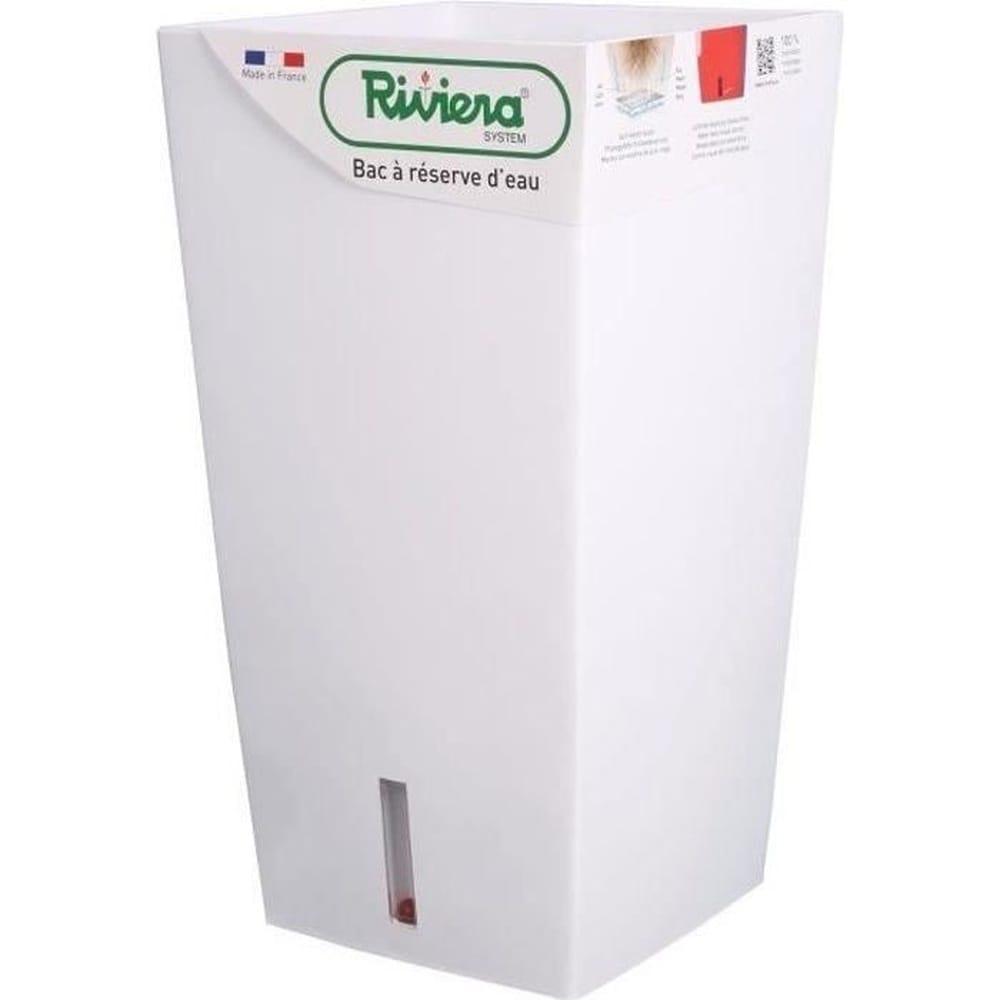 RIVIERA RIVIERA Eva Neuer quadratischer Kunststoff-Blumentopf &ndash; 28 x 28 x 52 cm (H) &ndash; 31 cm (L) &ndash; Wei&szlig; - Bild 1