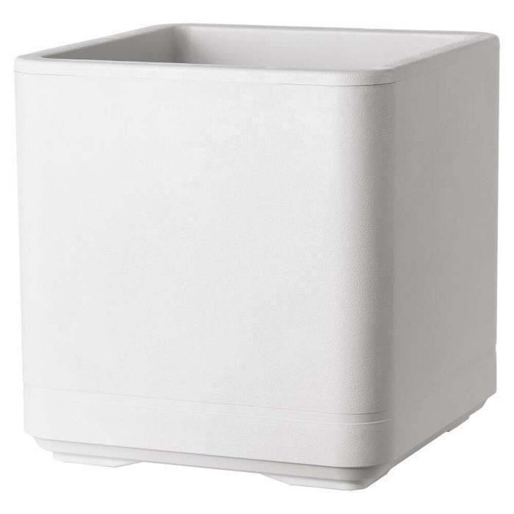 DEROMA Würfelförmiger Blumentopf – DEROMA – Cosmo – Pearl – Mit Wasserreservoir – Rollen – 38 cm