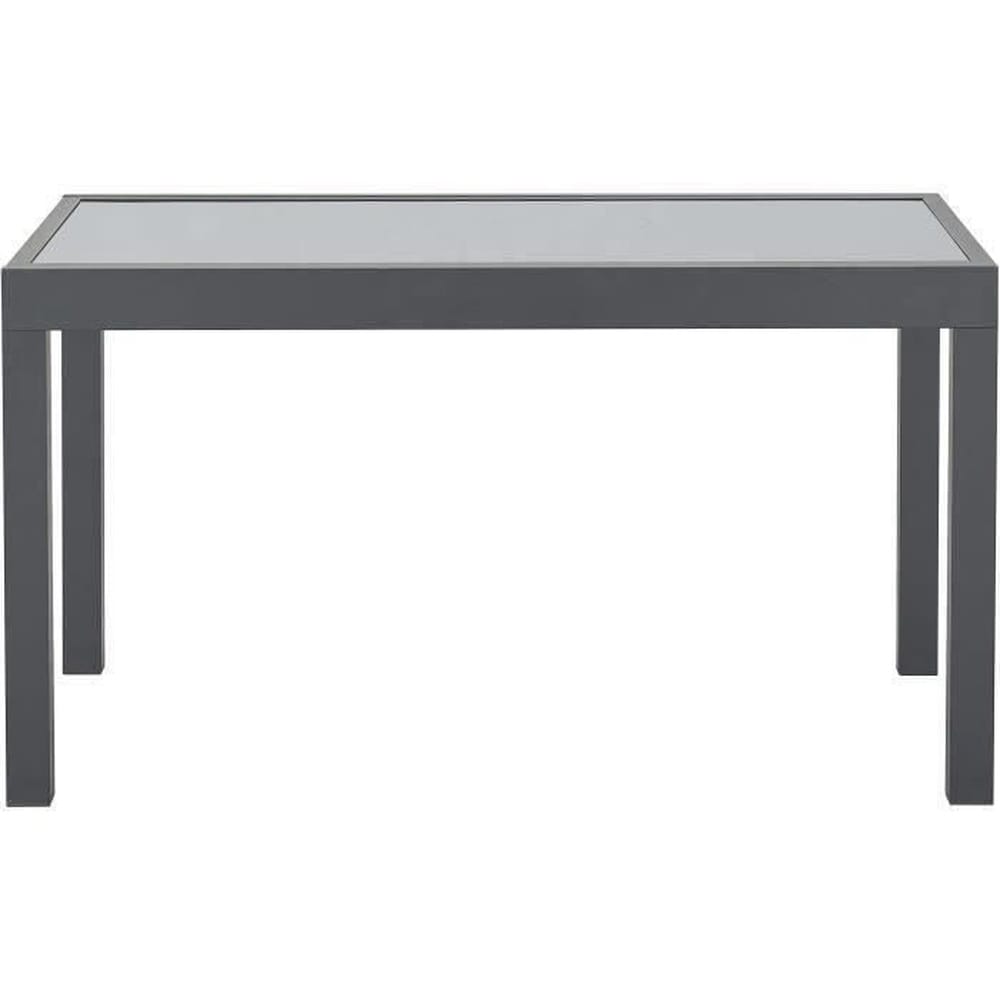 CALVI Rechteckiger, ausziehbarer Gartentisch f&uuml;r 6 bis 10 Personen &ndash; Aluminiumgestell &ndash; Tischplatte aus geh&auml;rtetem Glas &ndash; L 135&ndash;270 x H 75 x T 90 - Bild 1