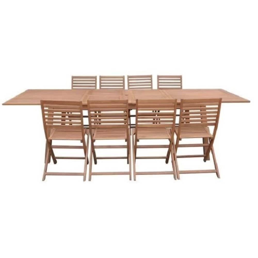 CALVI Garten-Essgruppe f&uuml;r 8 bis 12 Personen &ndash; Ausziehbarer Tisch 200/250/300 x 100 cm + 6 St&uuml;hle &ndash; FSC-zertifiziertes Eukalyptusholz - Bild 1