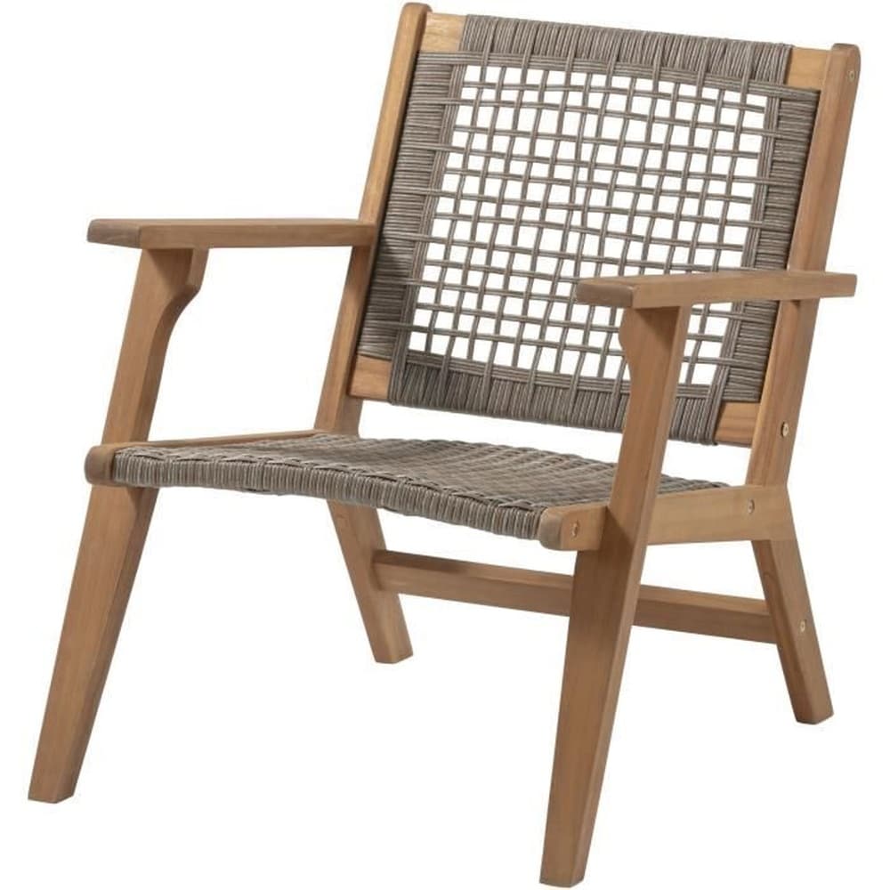 BORA Niedriger Gartensessel aus FSC-zertifiziertem Akazienholz und Rattan &ndash; BORA &ndash; B 60 x T 76 x H 73 cm - Bild 1