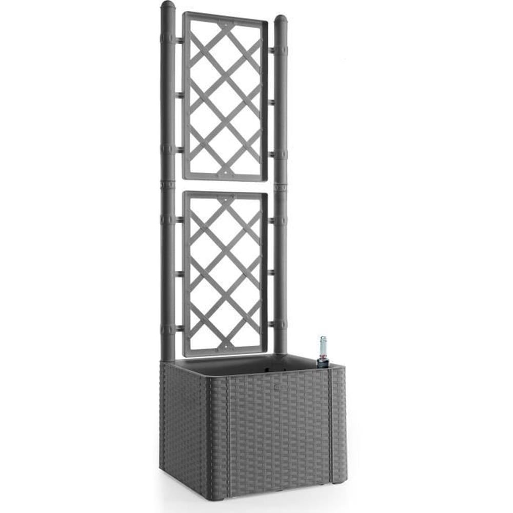 STEFANPLAST STEFANPLAST - Deluxe Blumenkasten - quadratisch mit Drahtgeflecht, steingrau - 43 x 43 x 142 cm (H) - Bild 1