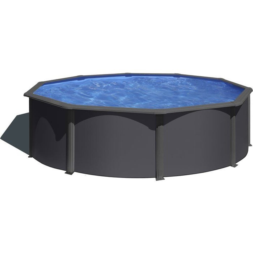 GRE GRE &ndash; Runder Stahlpool &Oslash; 3,70 m x H 1,22 m &ndash; Anthrazitgrau, Sandfilter - Bild 1