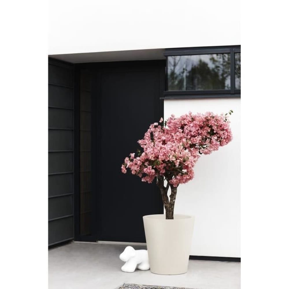 ELHO GIVE Room TO Nature Blumentopf &ndash; ELHO &ndash; Pure Straight Round 50 &ndash; Leinenwei&szlig; &ndash; L 50 x B 49,5 x H 51 cm &ndash; 100 % recycelt - Bild 1