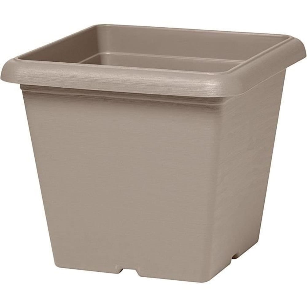 GARDEN ID Quadratischer Blumentopf &ndash; GARDEN ID &ndash; Teramo Taupe &ndash; 40 x 35 cm &ndash; Kratzfest &ndash; Steinoptik &ndash; Mit Abflussl&ouml;chern 