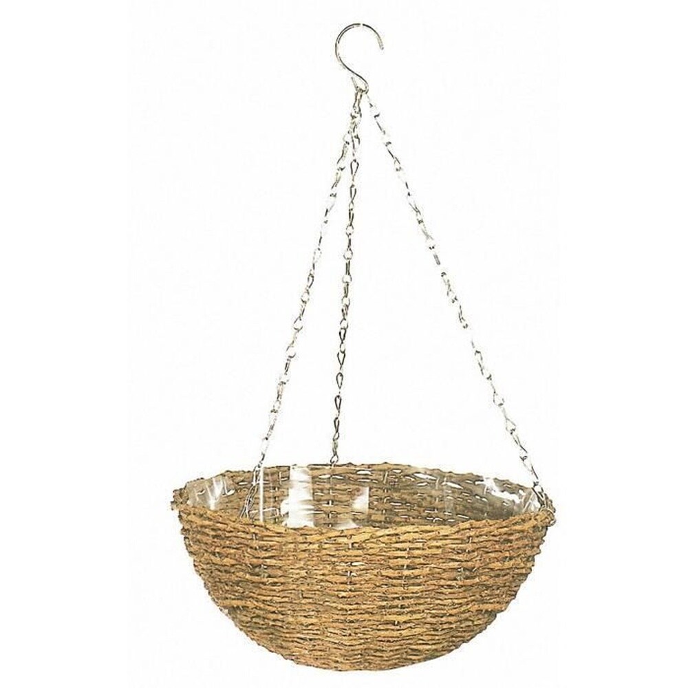 GARDEN ID H&auml;ngekorb - GARDEN ID Rustikal - 35 cm - Kunststoffgeh&auml;use (f&uuml;r drinnen und drau&szlig;en) - Rustikaler Weidenstil - Einfaches Aufh&auml;ngen. - Bild 1