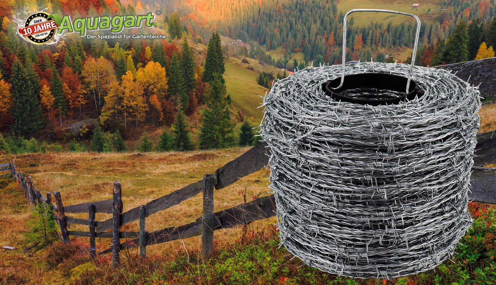 Aquagart 250m Stacheldraht verzinkt 1,6/1,7mm für Wildzaun Forstzaun Knotengeflecht