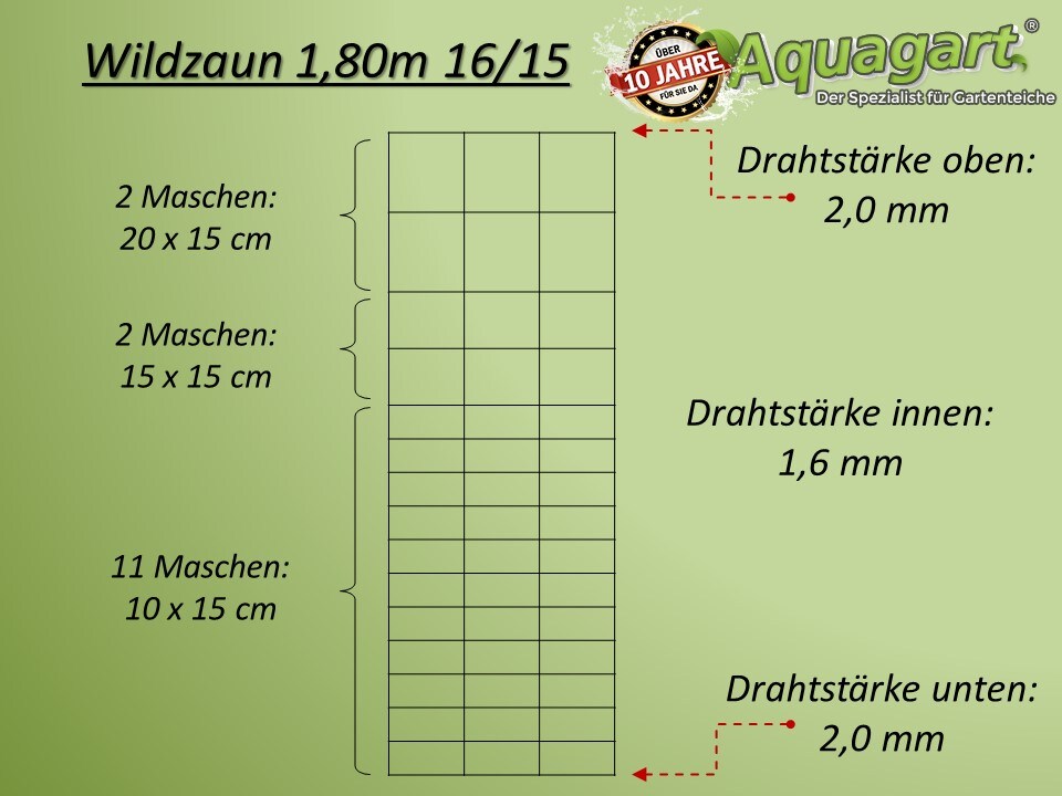 50m Wildzaun Forstzaun Weidezaun 180/16/15+ Z-Profil