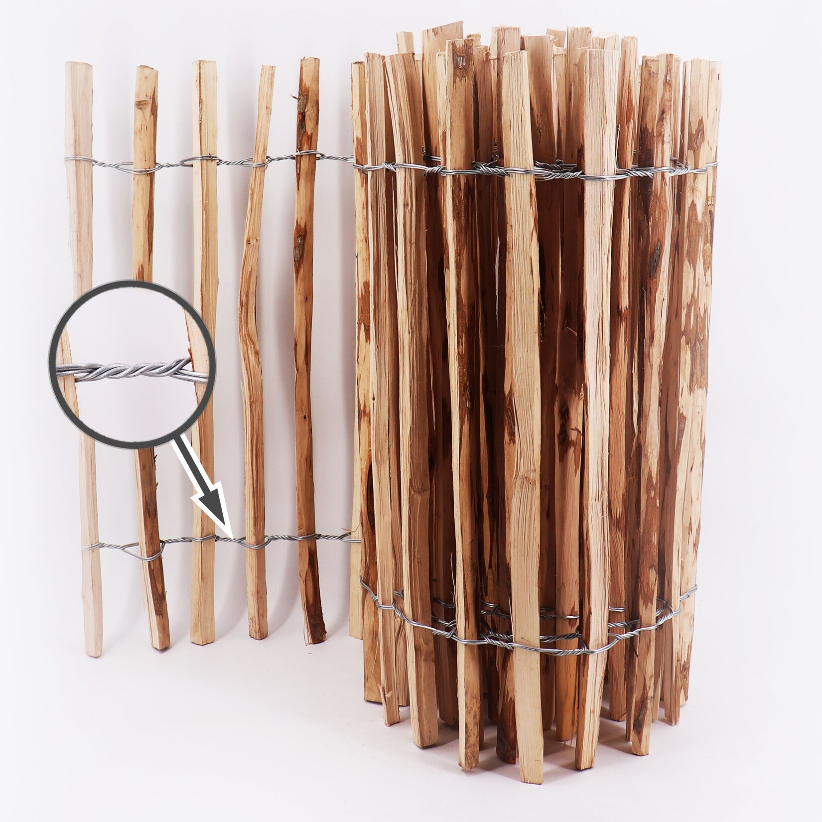 Aquagart 5m Komplett Set Staketenzaun 90cm hoch Lattenabstand 4-6cm mit 5 Holzpfosten 1,5m lang & Krampen
