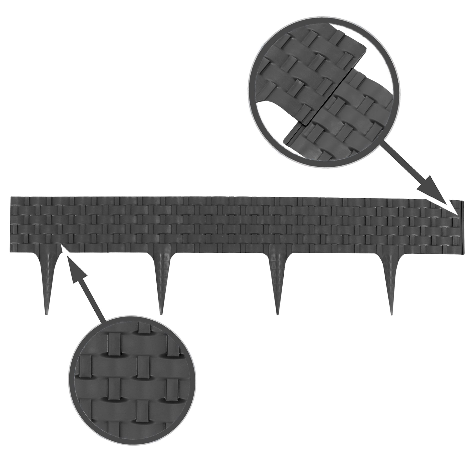 Aquagart Rasenkante Rattanoptik I Anthrazit I 8x80 cm Module I Kunststoff Beeteinfassung f&uuml;r Beet-& Rasenabgrenzungen I Flexible Beetumrandung - Bild 1