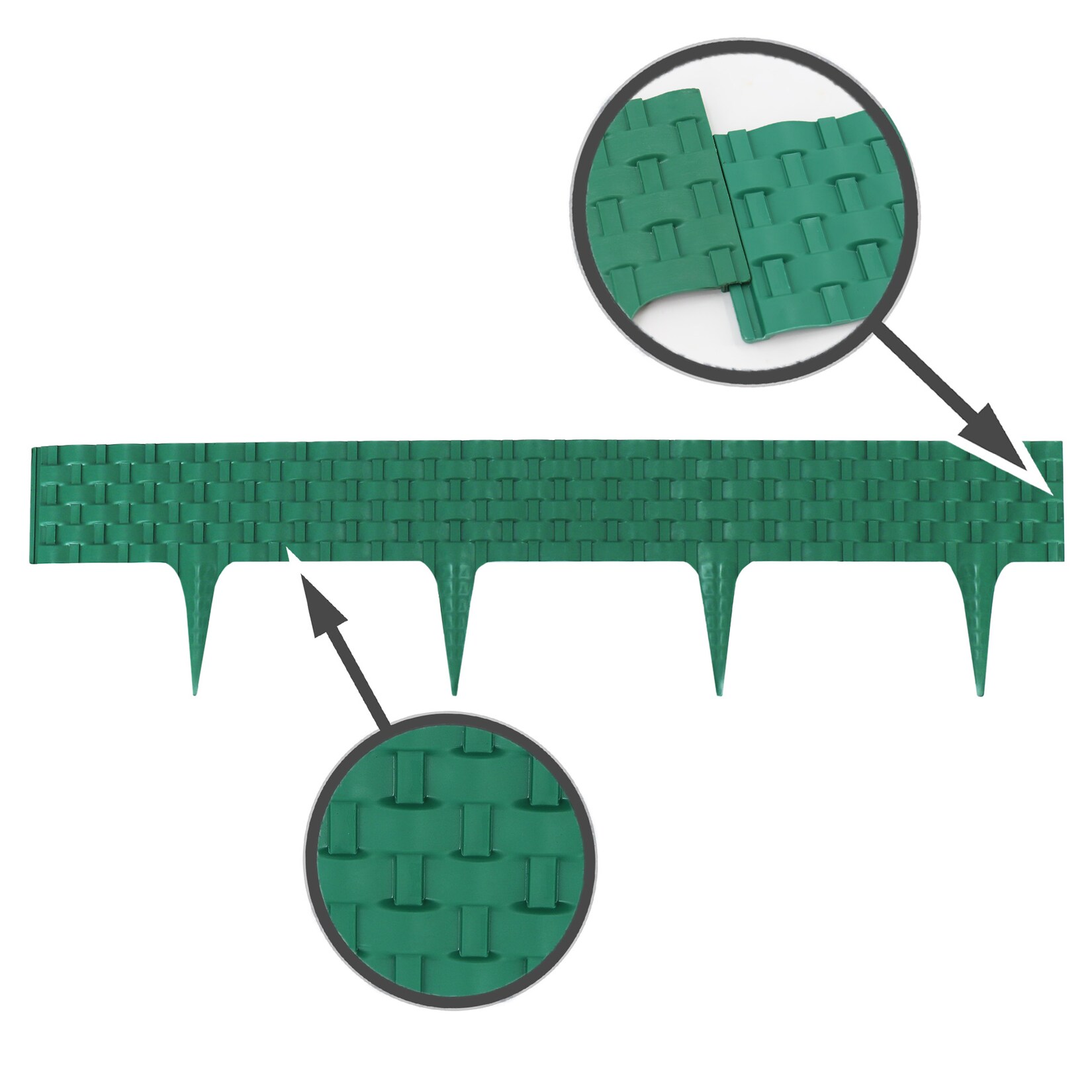 Aquagart Rasenkante Rattanoptik I Grün I 24x80 cm Module I Kunststoff Beeteinfassung für Beet-& Rasenabgrenzungen I Flexible Beetumrandung