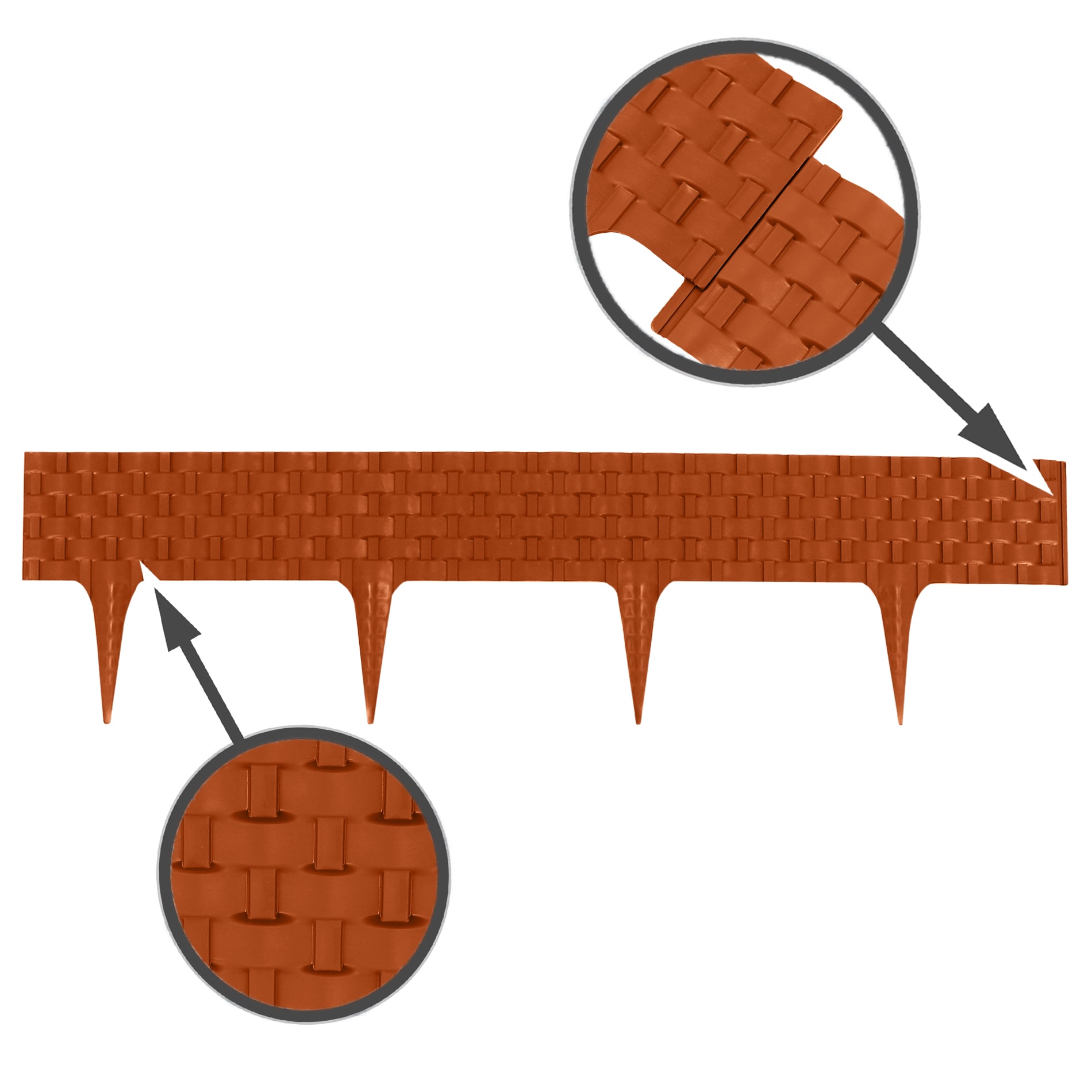 Aquagart Rasenkante Rattanoptik I Terracotta I 8x80 cm Module I Kunststoff Beeteinfassung f&uuml;r Beet-& Rasenabgrenzungen I Flexible Beetumrandung - Bild 1