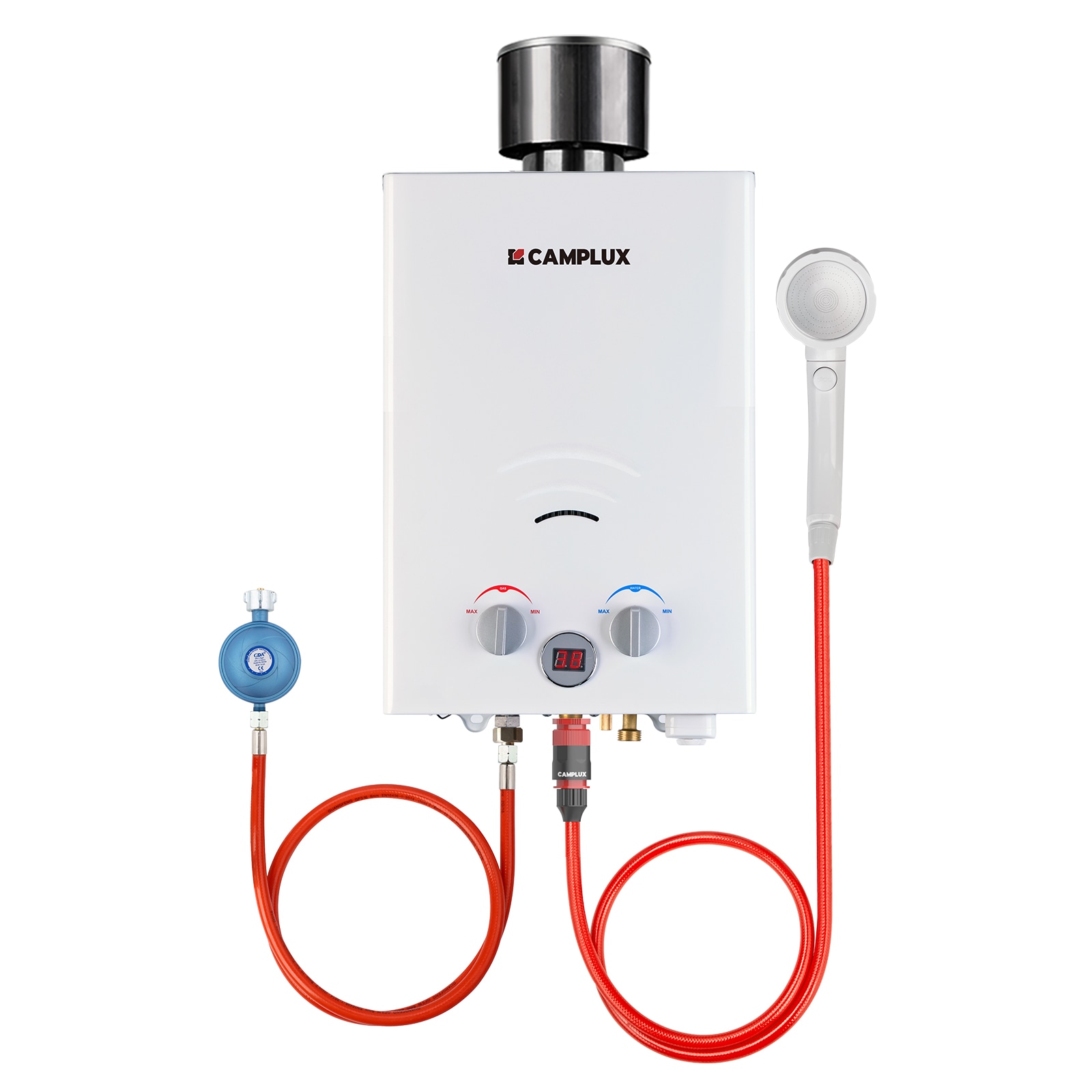 Camplux Outdoor Gas-Durchlauferhitzer 11 kW, 6 L/min, Wei&szlig; - Bild 1