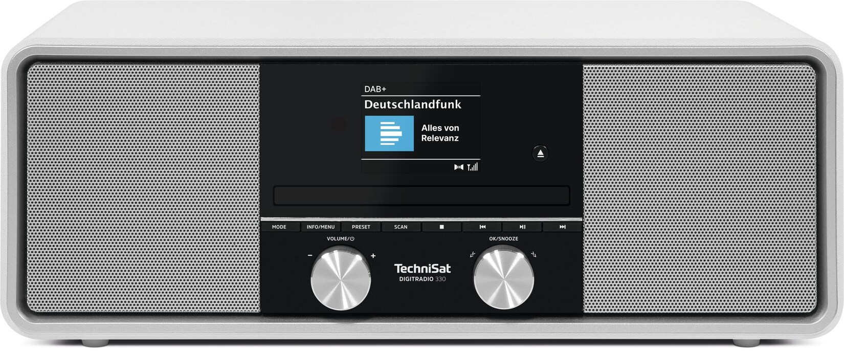 TechniSat DIGITRADIO 330 – DAB+/UKW 10W Radio mit CD, Bluetooth, Fernbedienung weiß | 04019588129597