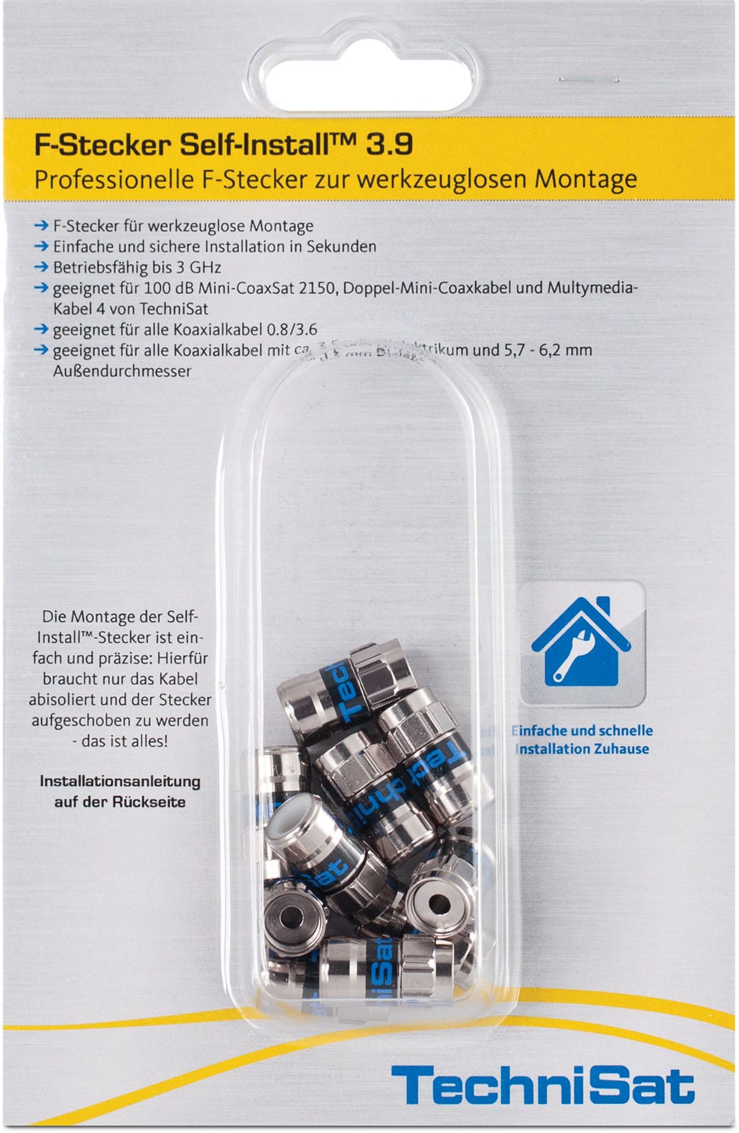 TechniSat F-Stecker Self-Install Pack 3.9 |3.9 F-Stecker | 10 St&uuml;ck - Bild 1