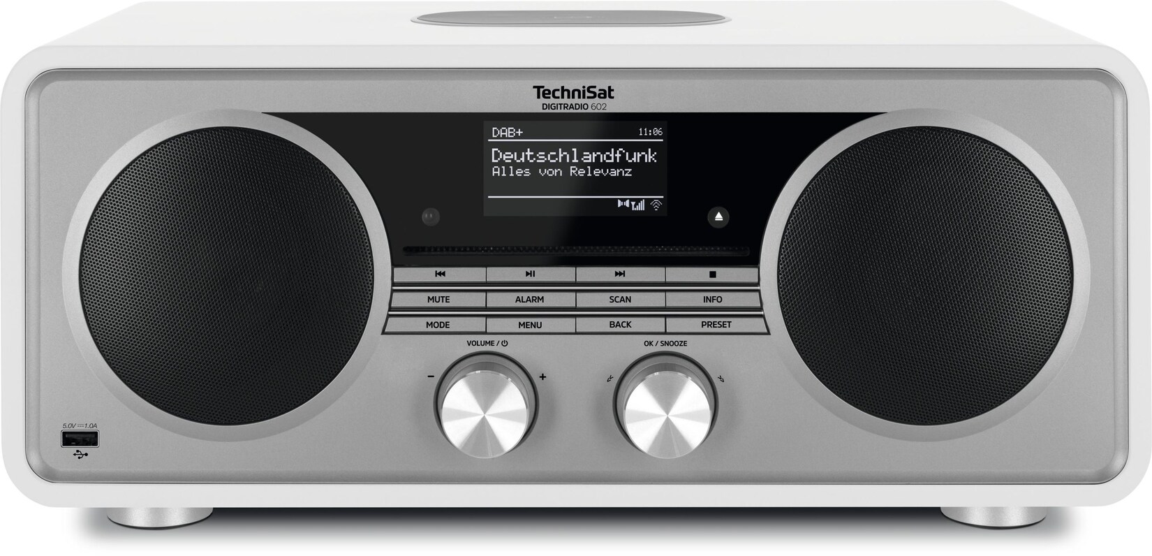 TechniSat DIGITRADIO 602 Kompaktanlage mit DAB, UKW, Internet, 70 W weiß/silber