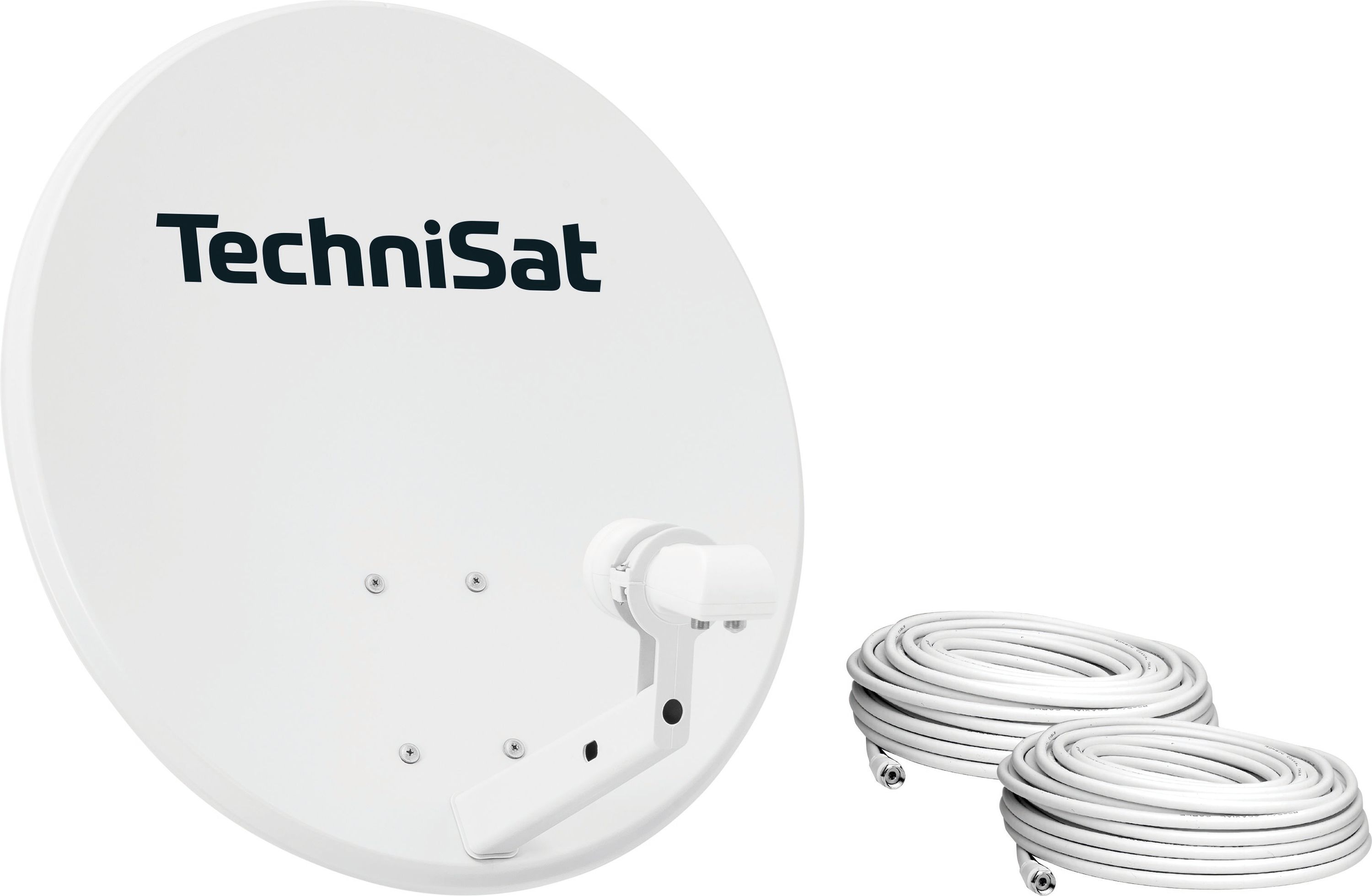 TechniSat TECHNITENNE 60 - SAT-Anlage, 60 cm Durchmesser, f&uuml;r 2 Teilnehmer, inkl. Twin-LNB, 2x10m Kabel lichtgrau - Bild 1