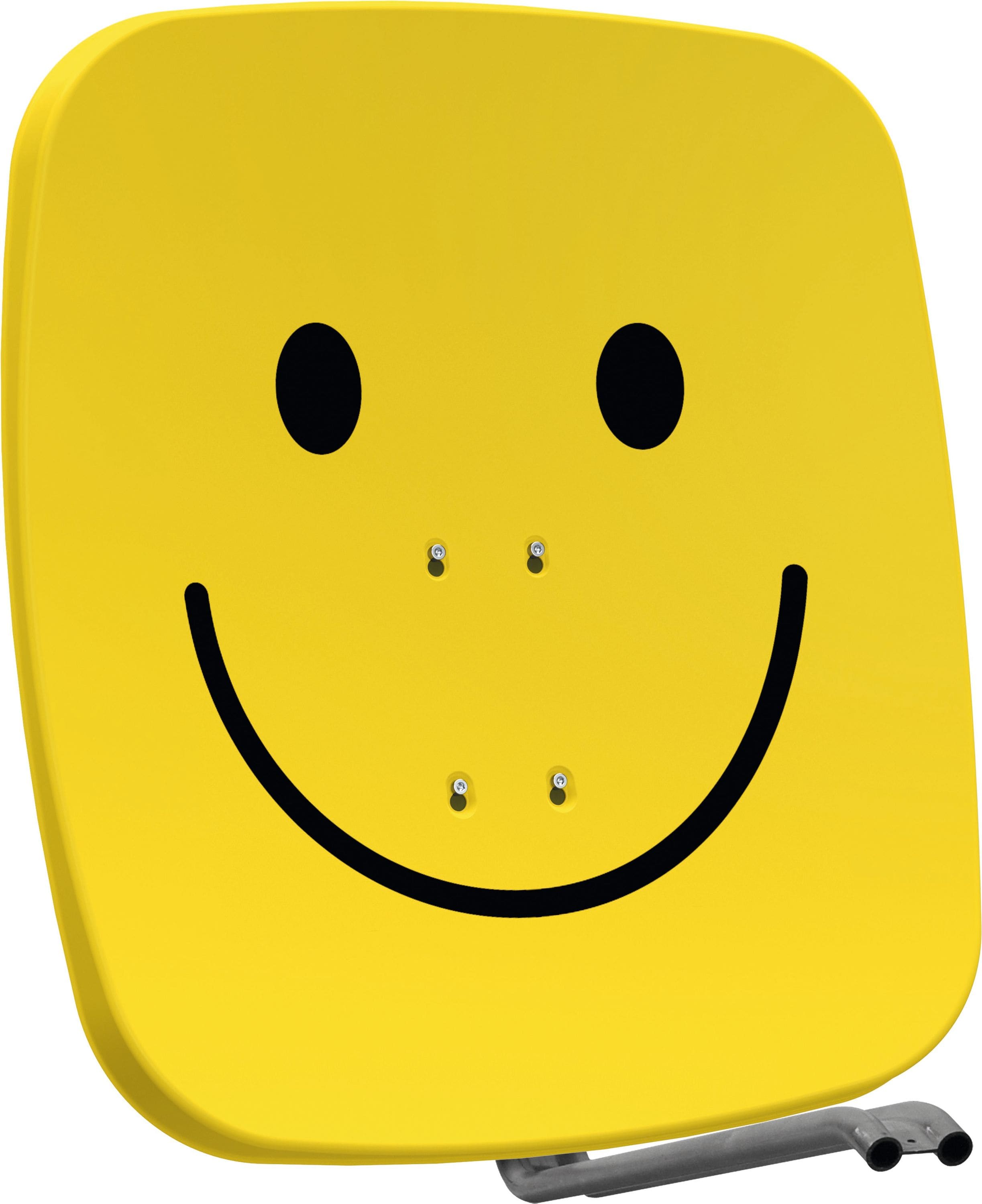 TechniSat SATMAN 65 PLUS, 65 cm SAT-Spiegel ohne LNB (f&uuml;r UNYSAT LNB) gelb mit smiley - Bild 1