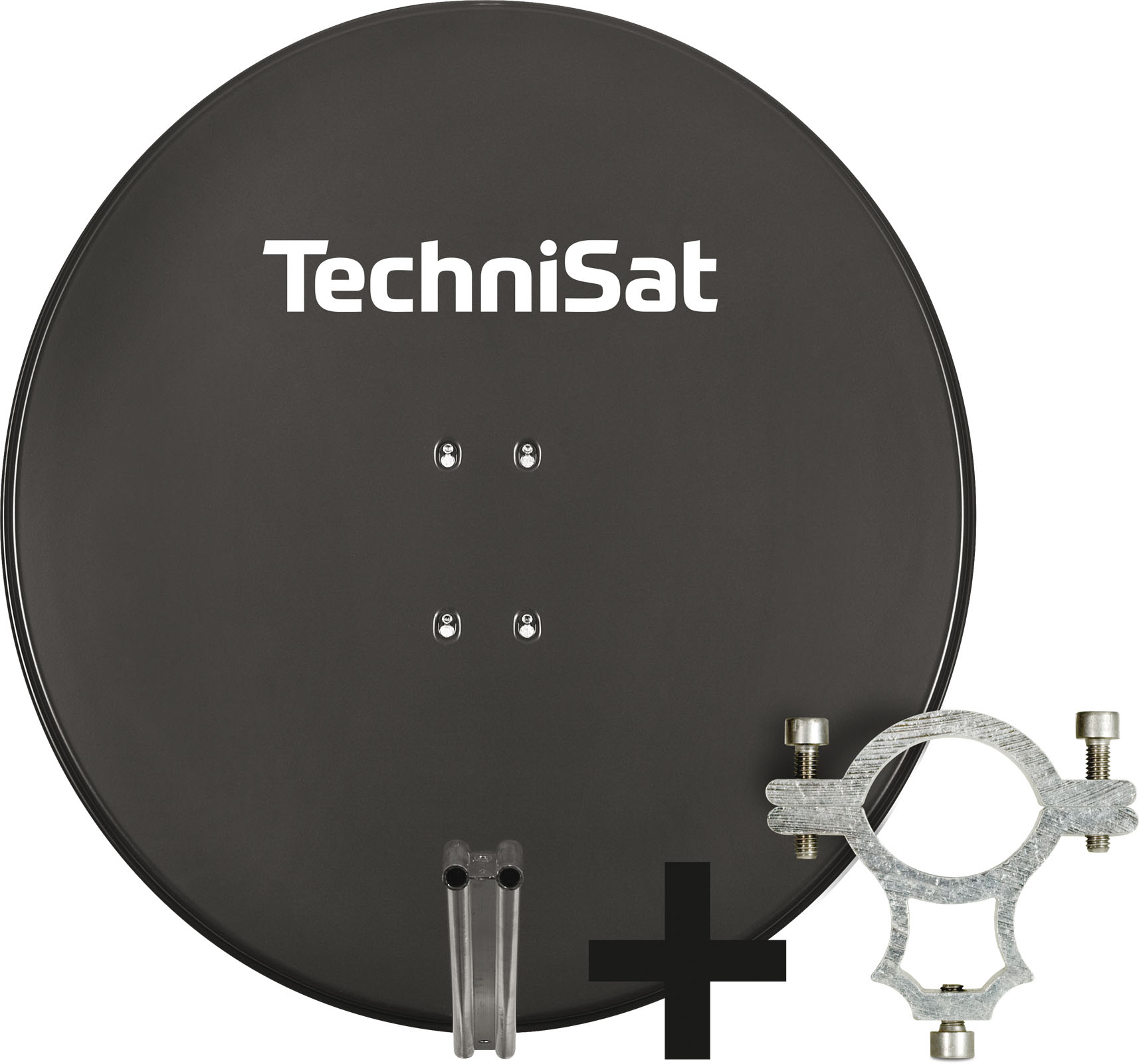 TechniSat SATMAN 850 PLUS | 85cm Sat-Antenne mit 40mm LNB-Halteschelle | rot schiefergrau - Bild 1