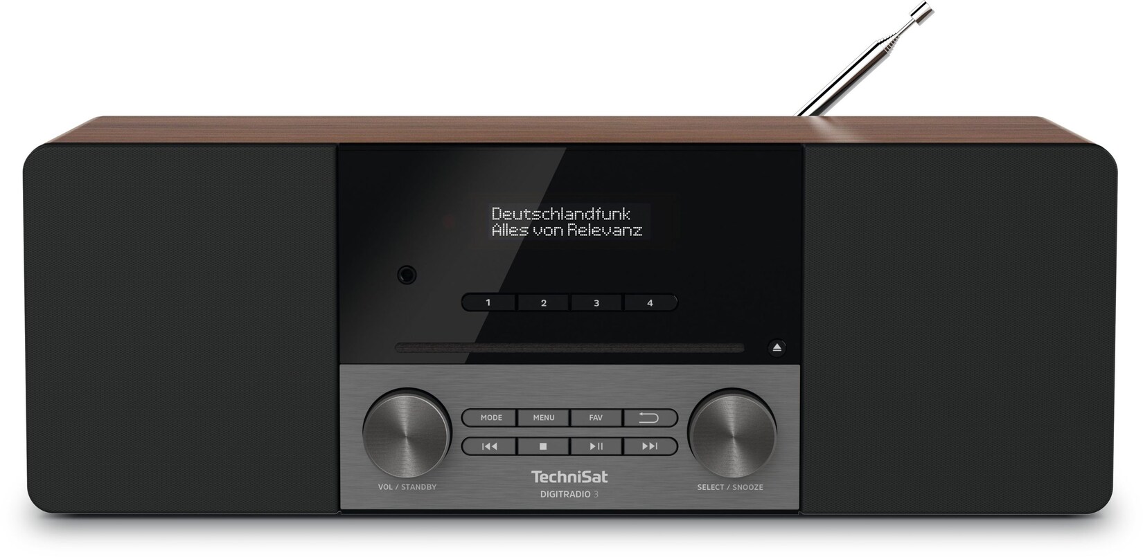 TechniSat DIGITRADIO 3 DAB+/UKW/CD-Stereoradio, Bluetooth & MP3 nussbaum