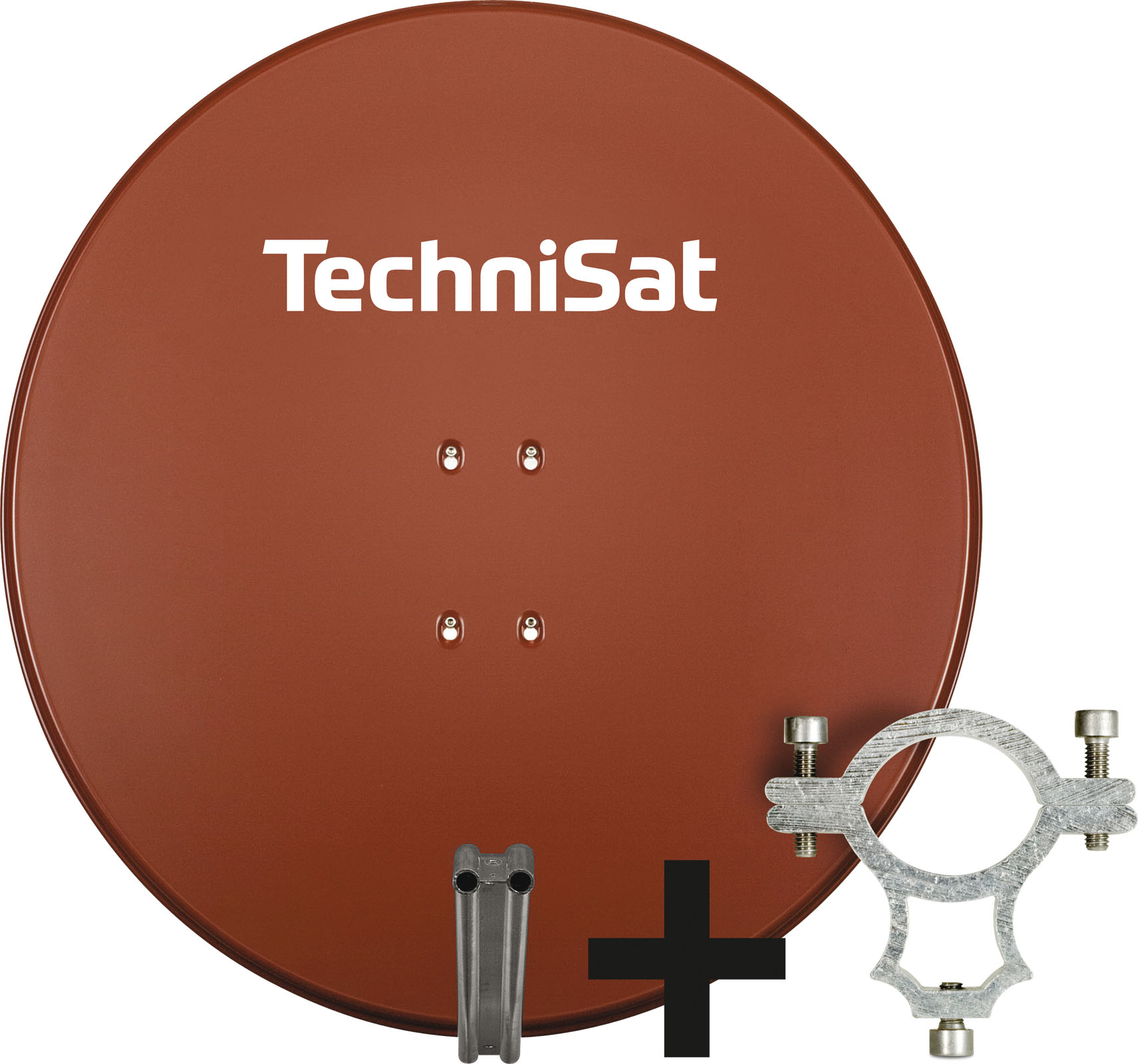 TechniSat SATMAN 850 PLUS | 85cm Sat-Antenne mit 40mm LNB-Halteschelle | rot ziegelrot - Bild 1
