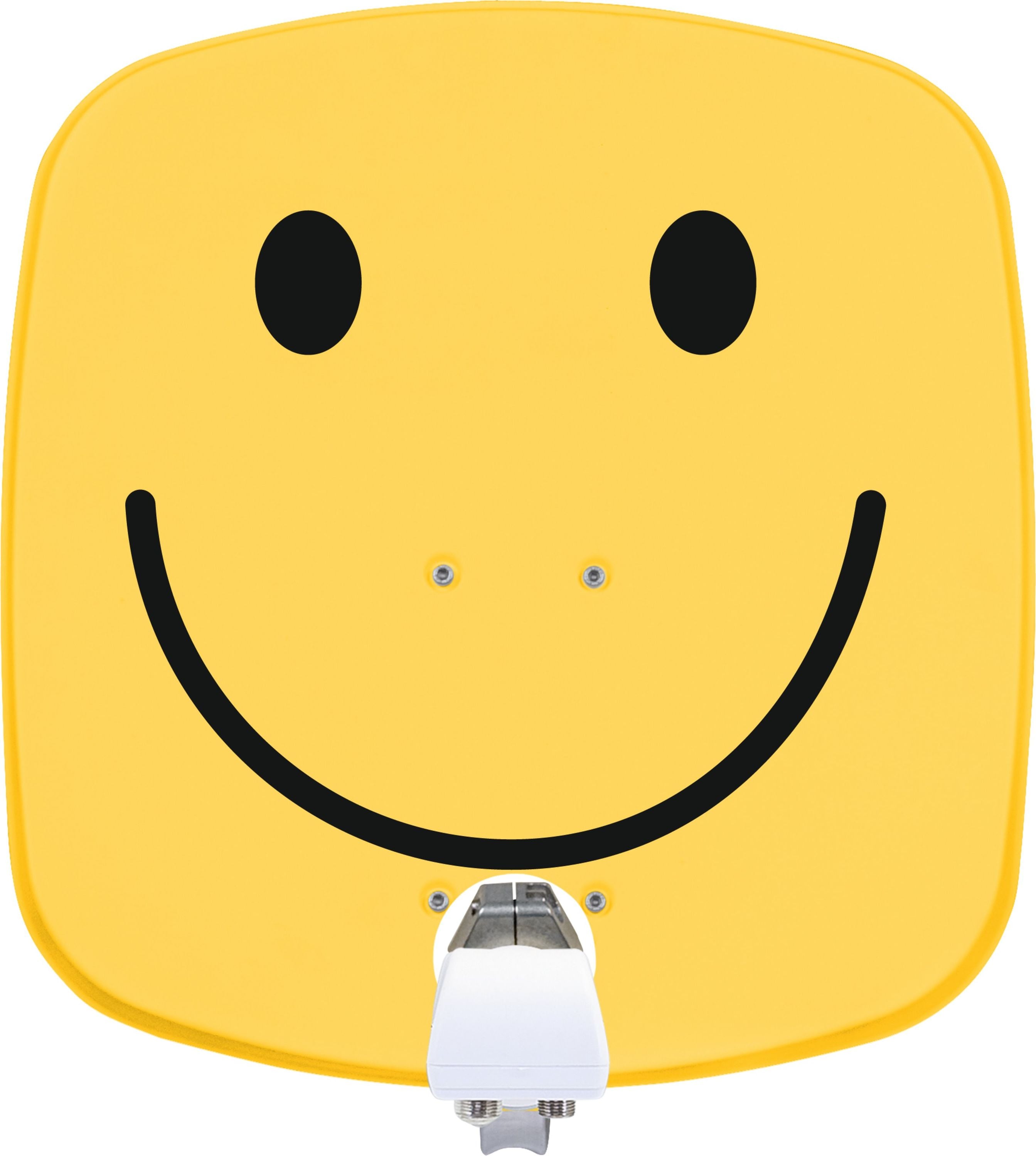 TechniSat DIGIDISH 45 | Sat-Sch&uuml;ssel mit Twin-LNB & Wandhalterung, 2 TN gelb mit smiley - Bild 1