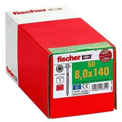 fischer Power-Fast 8,0&times;140 Holzbauschraube Sechskant TG 50 Stk - Bild 1