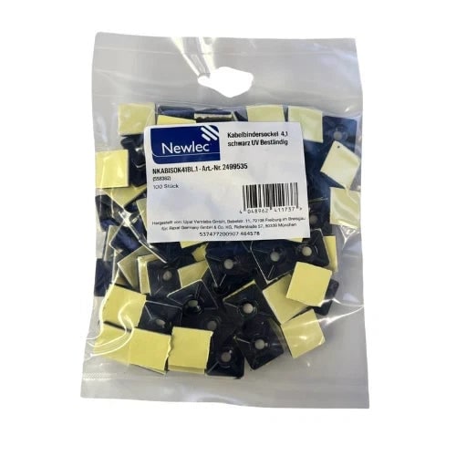 Newlec Kabelbindersockel 5,4 mm Schwarz UV-best&auml;ndig - Bild 1