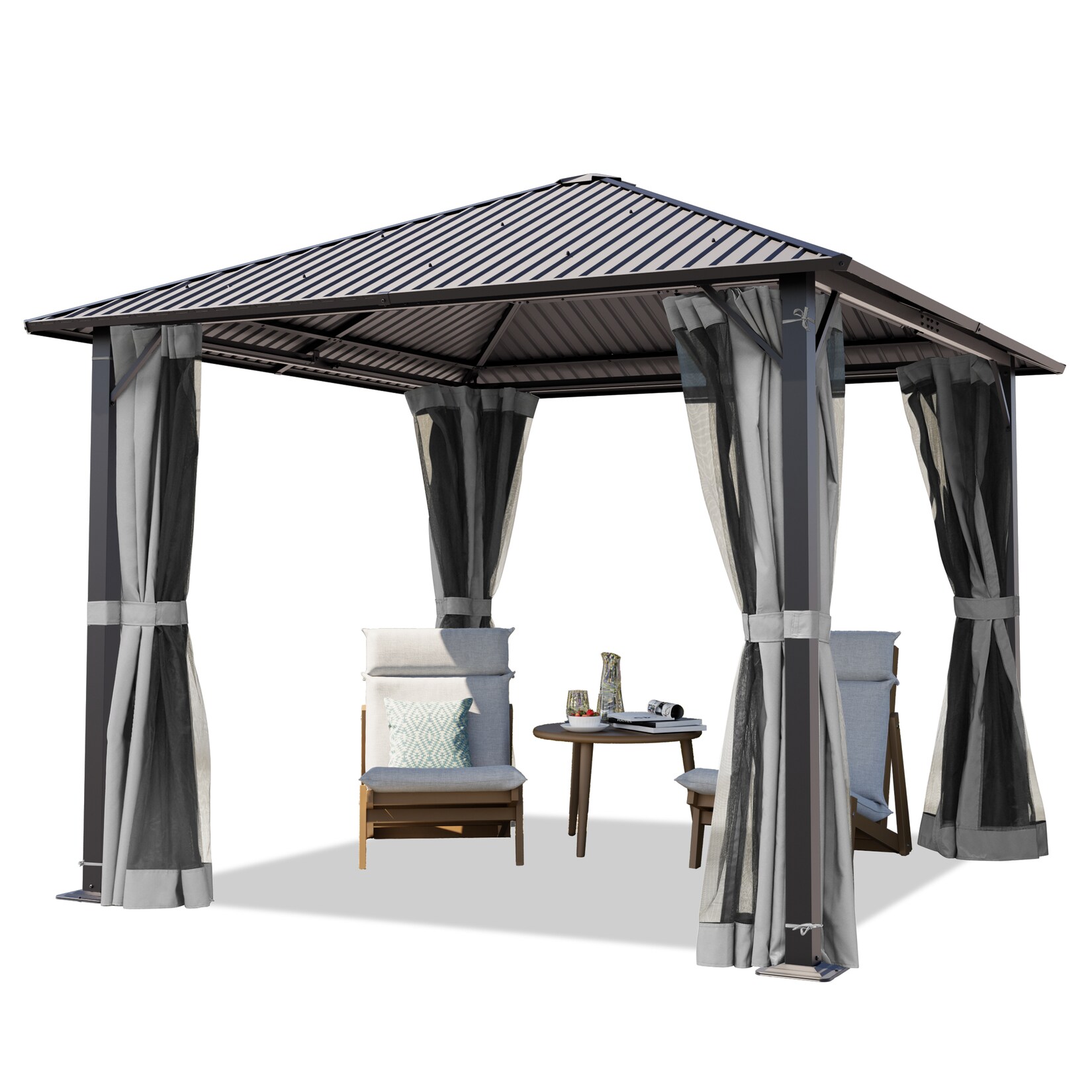 TOOLPORT Gartenpavillon Moonlight Superior, inkl. 4 Seitenteile 3x3.65 m Dunkelgrau