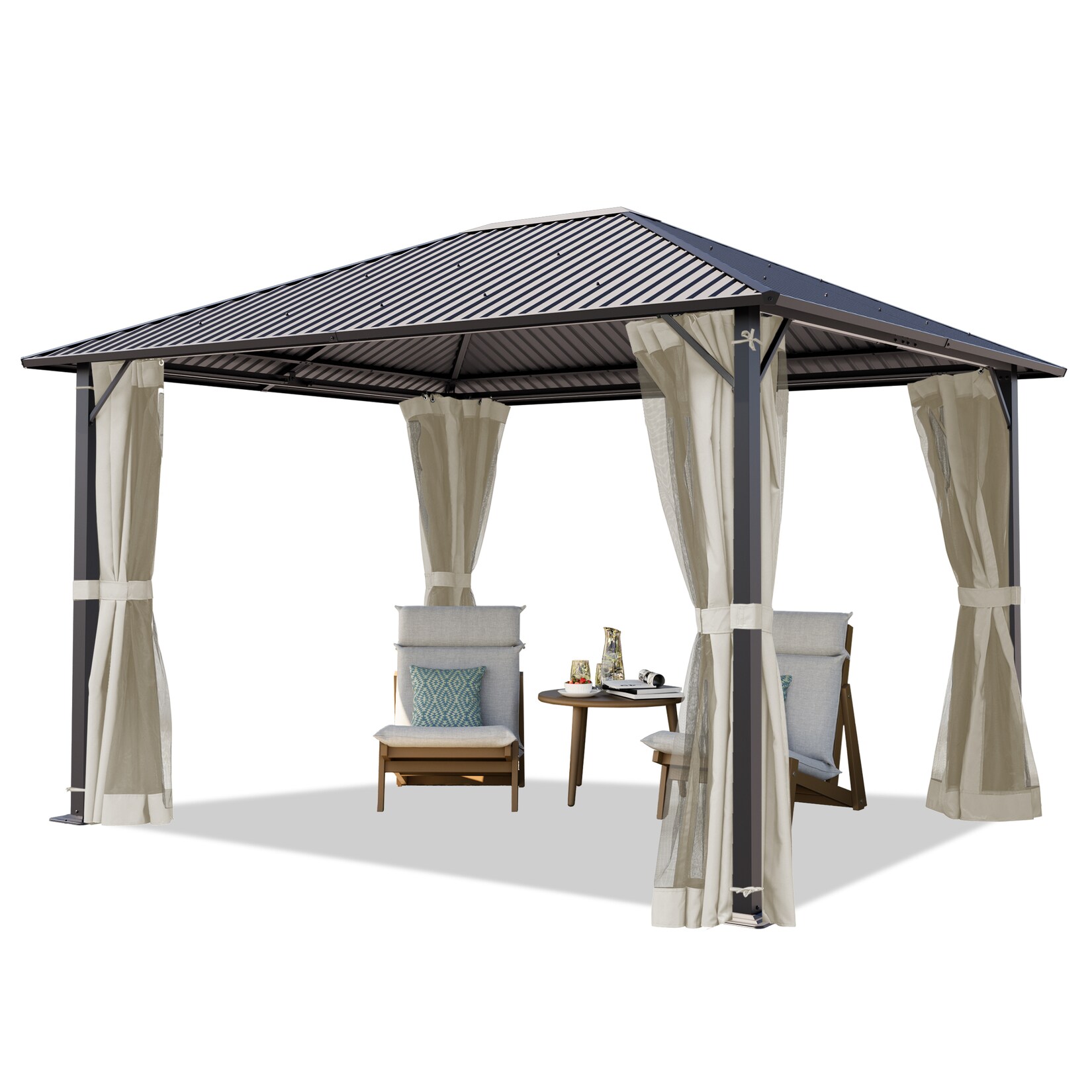 TOOLPORT Gartenpavillon Moonlight Superior, inkl. 4 Seitenteile 3x3.65 m Cream