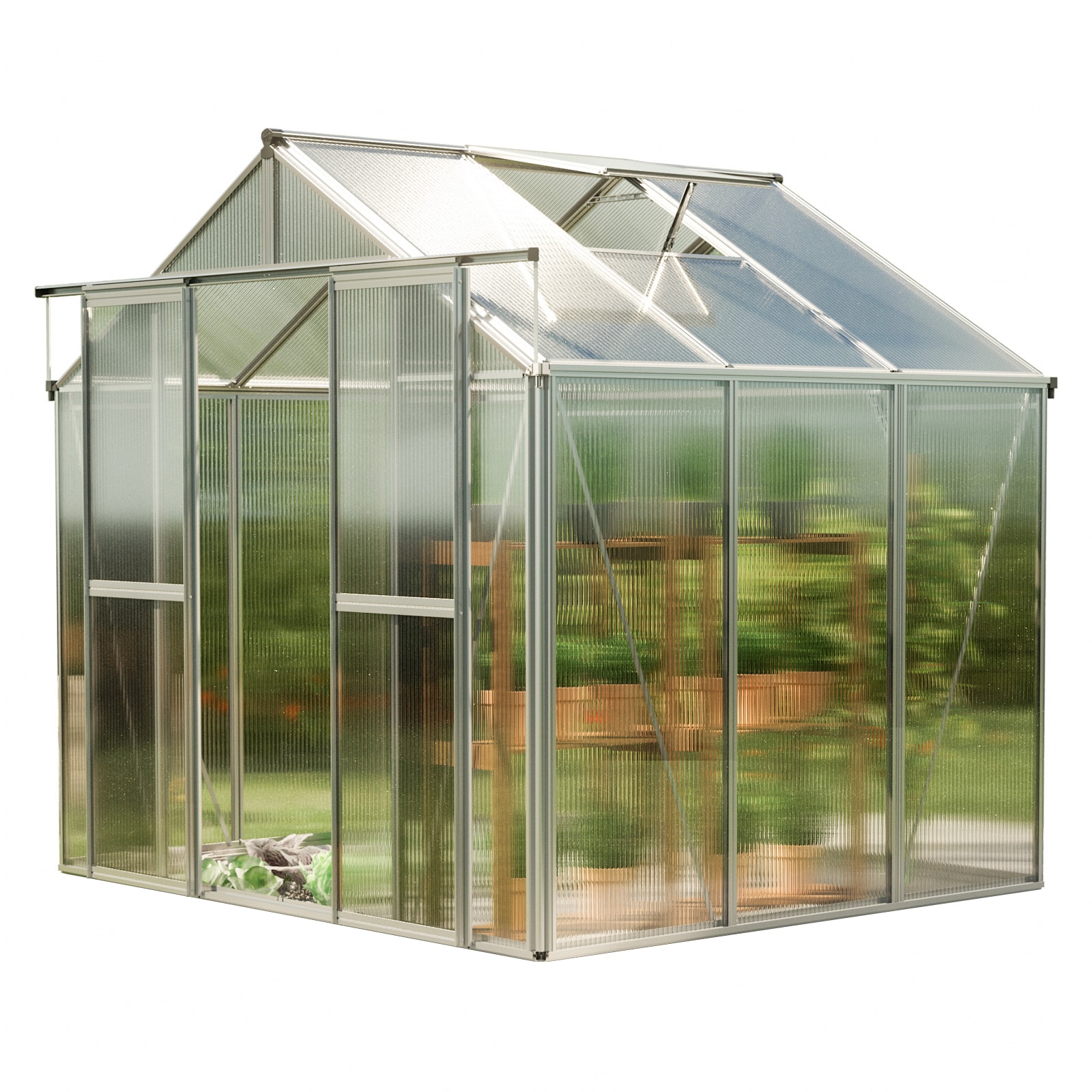 GFP Gew&auml;chshaus mit Aluminium-Rahmen & 6 mm Doppelstegplatten 225 x 259 x 213 cm - Bild 1