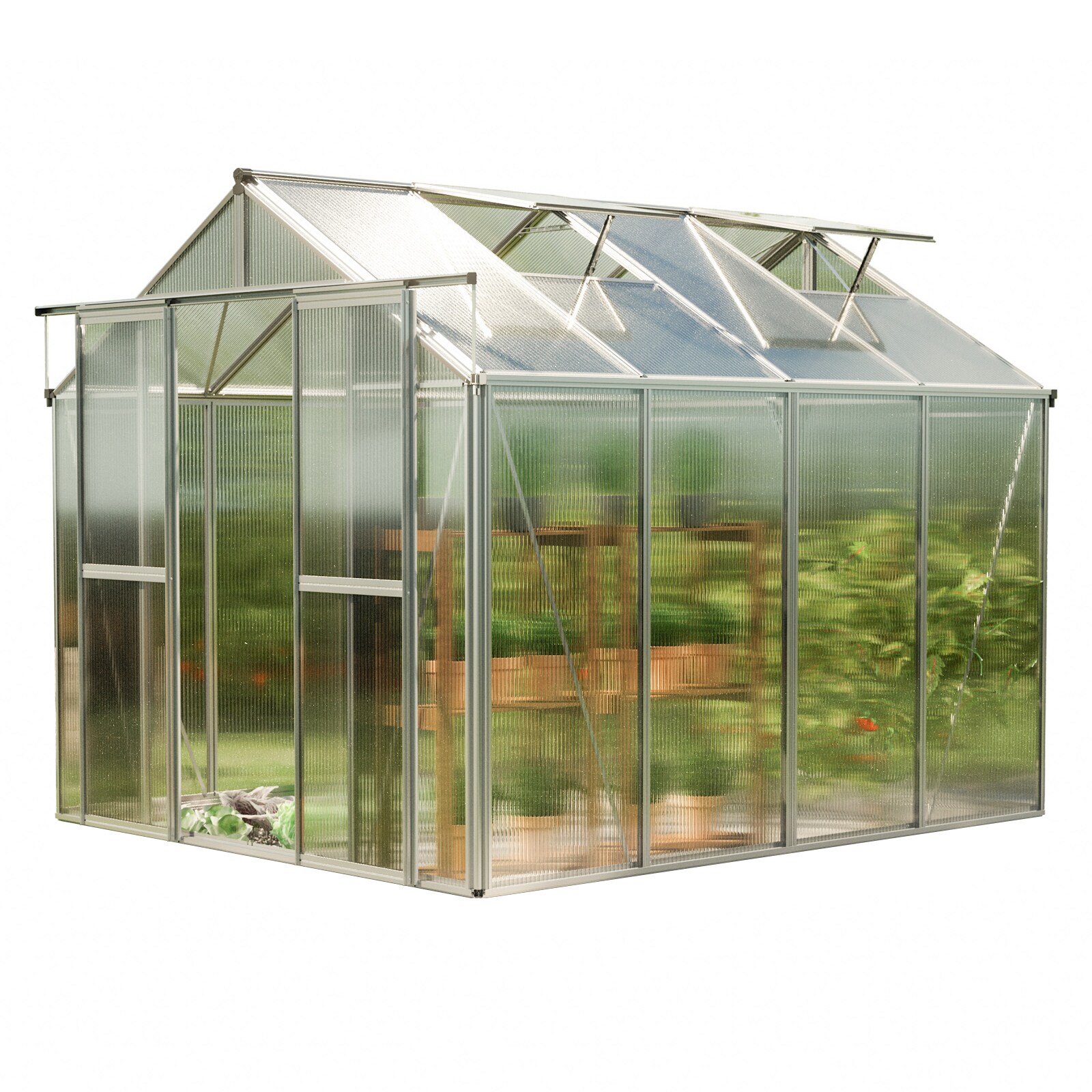 GFP Gew&auml;chshaus mit Aluminium-Rahmen & 8 mm Doppelstegplatten 259 x 449 x 218 cm - Bild 1