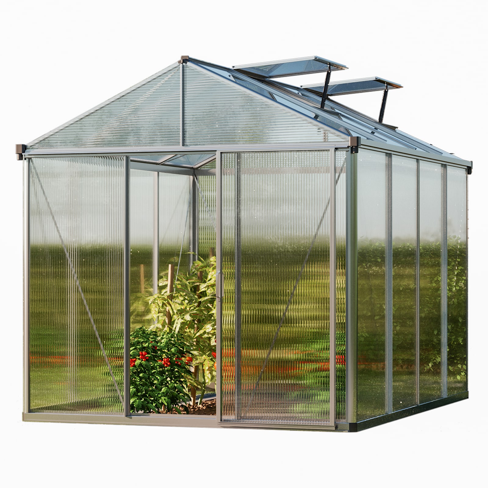 GFP Gew&auml;chshaus Premium 22 aus Alu - 222x294 cm - 10 mm Doppelstegplatten - Bild 1