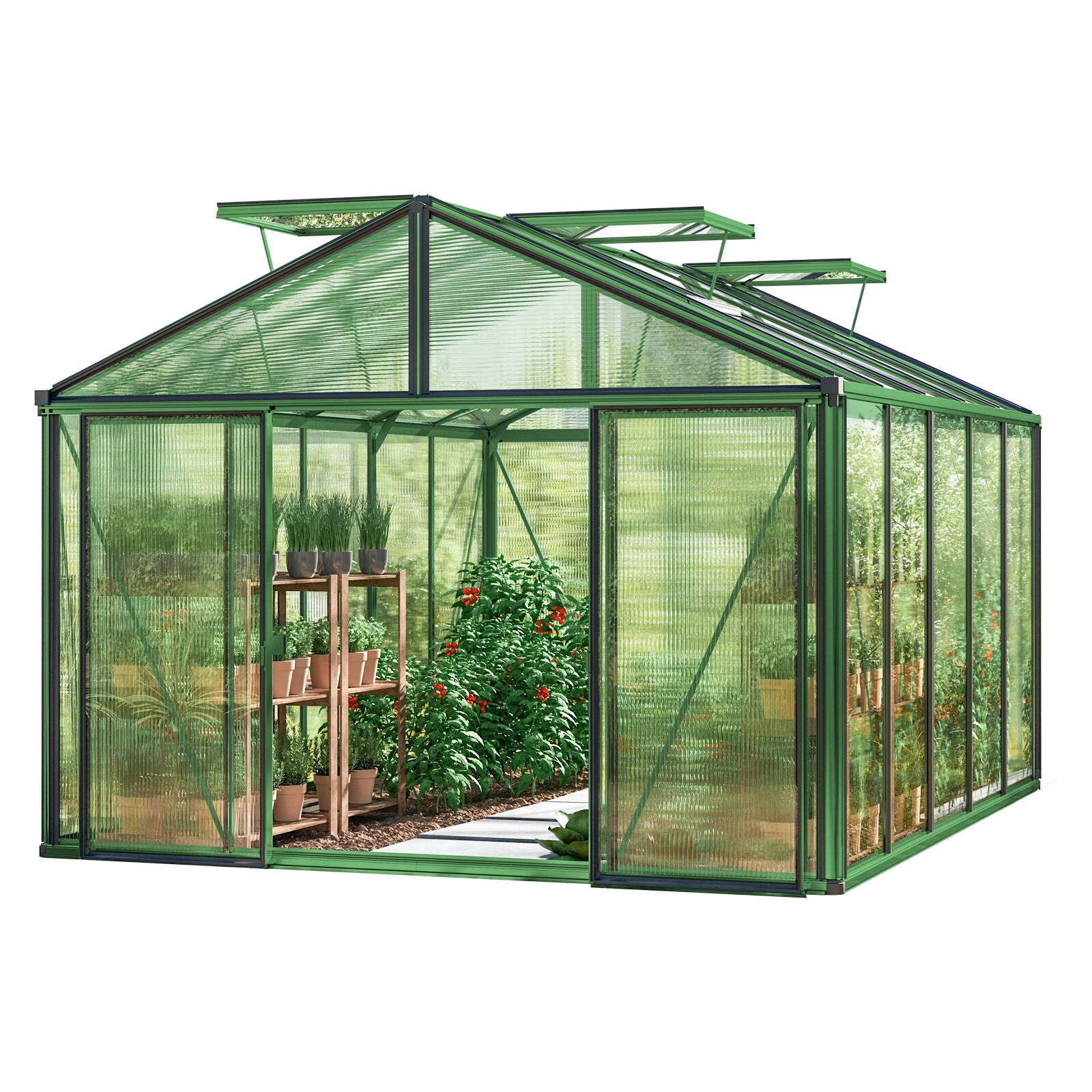 GFP Gew&auml;chshaus ASTERIA Light | ohne Setangebot 235 x 460 x 250 cm Moosgr&uuml;n - Bild 1