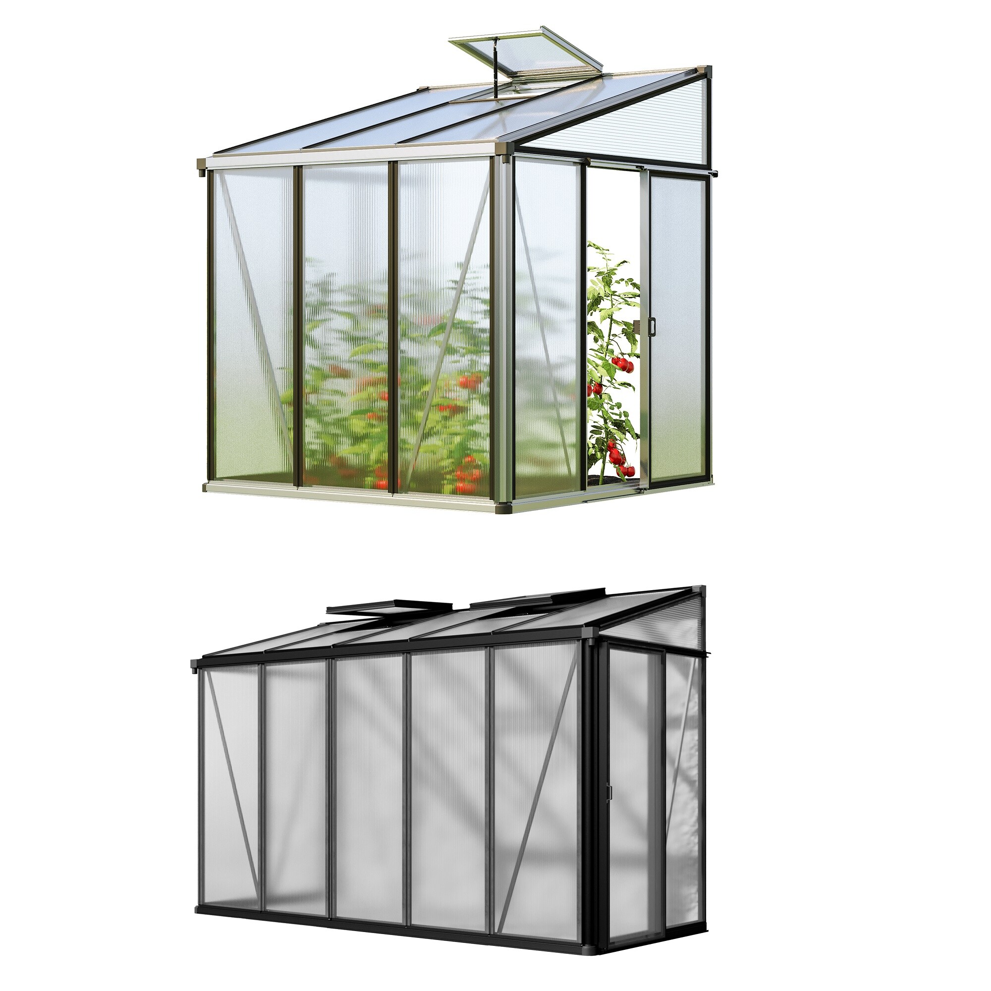 GFP Anlehngew&auml;chshaus ELLA / FLORA, pulverbeschichtet, anthrazit 199 x 132 x 212 cm - Bild 1