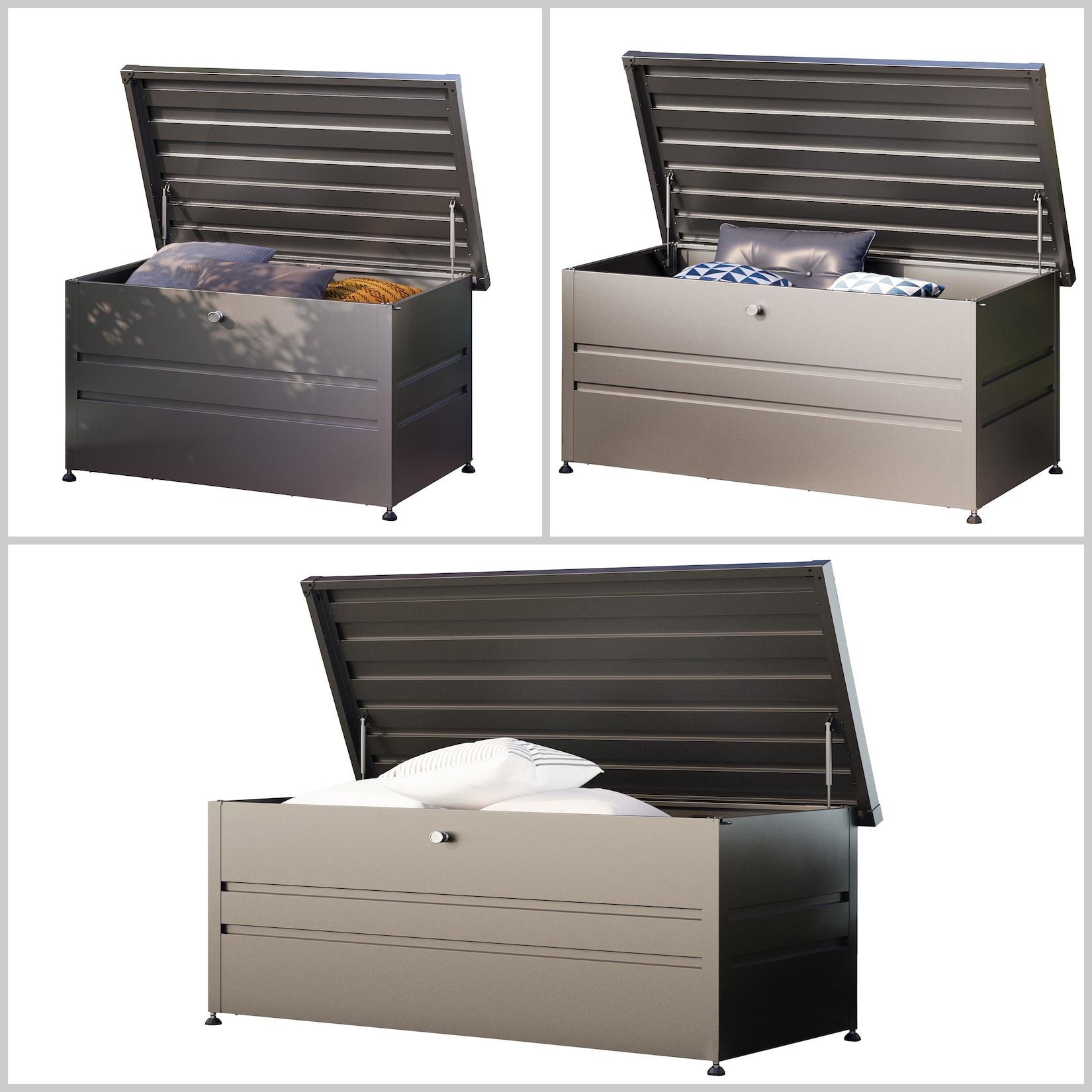 GFP Primeyard Gartenbox DAVID Aufbewahrungsbox Auflagenbox Gartentruhe Metall, anthrazit 132 x 64 x 72 cm