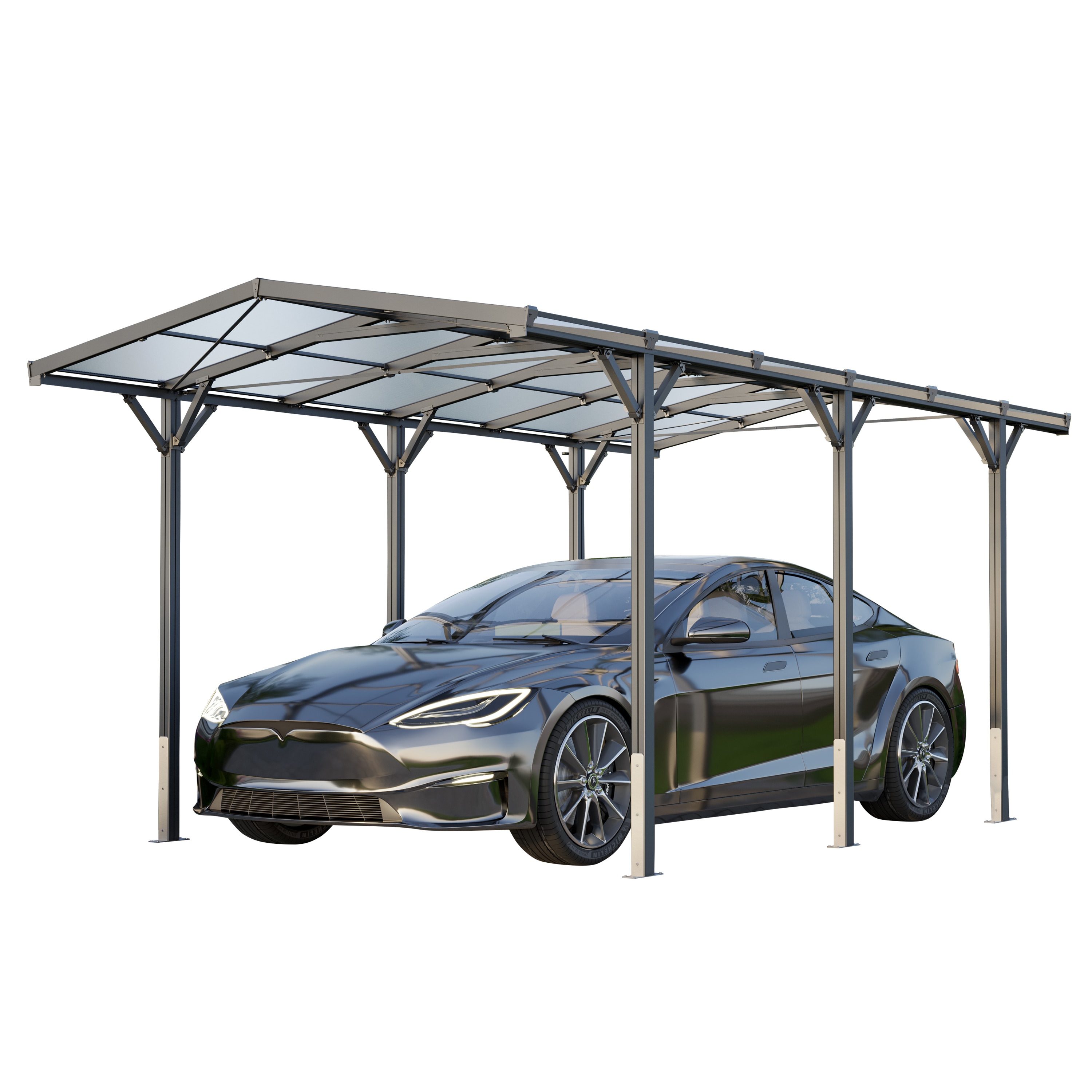 GFP Carport 2,85x5,05m Auto Unterstand Aluminium Anthrazit - Bild 1
