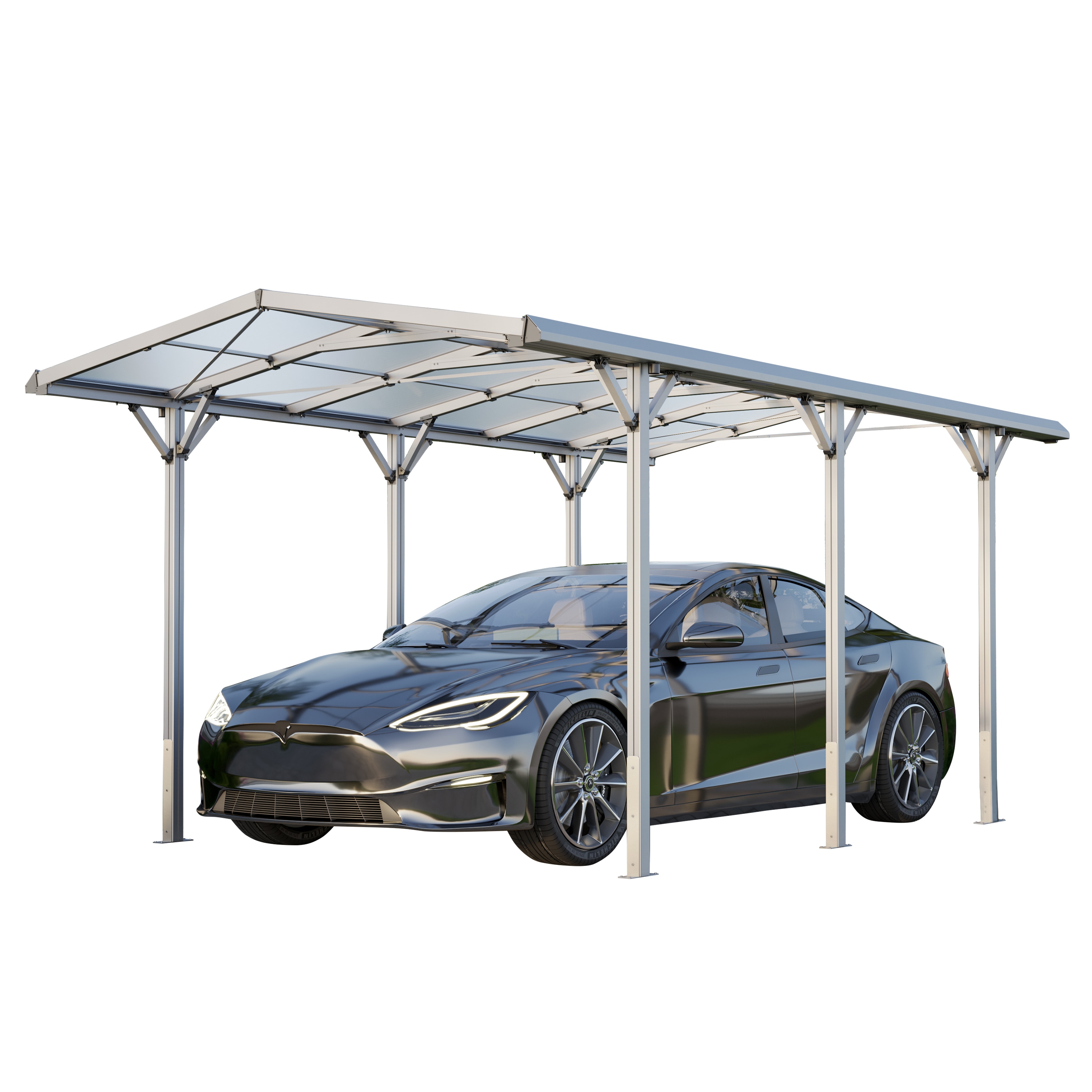 GFP Carport 2,85x5,05m Auto Unterstand Aluminium eloxiert inkl. Regenrinne - Bild 1