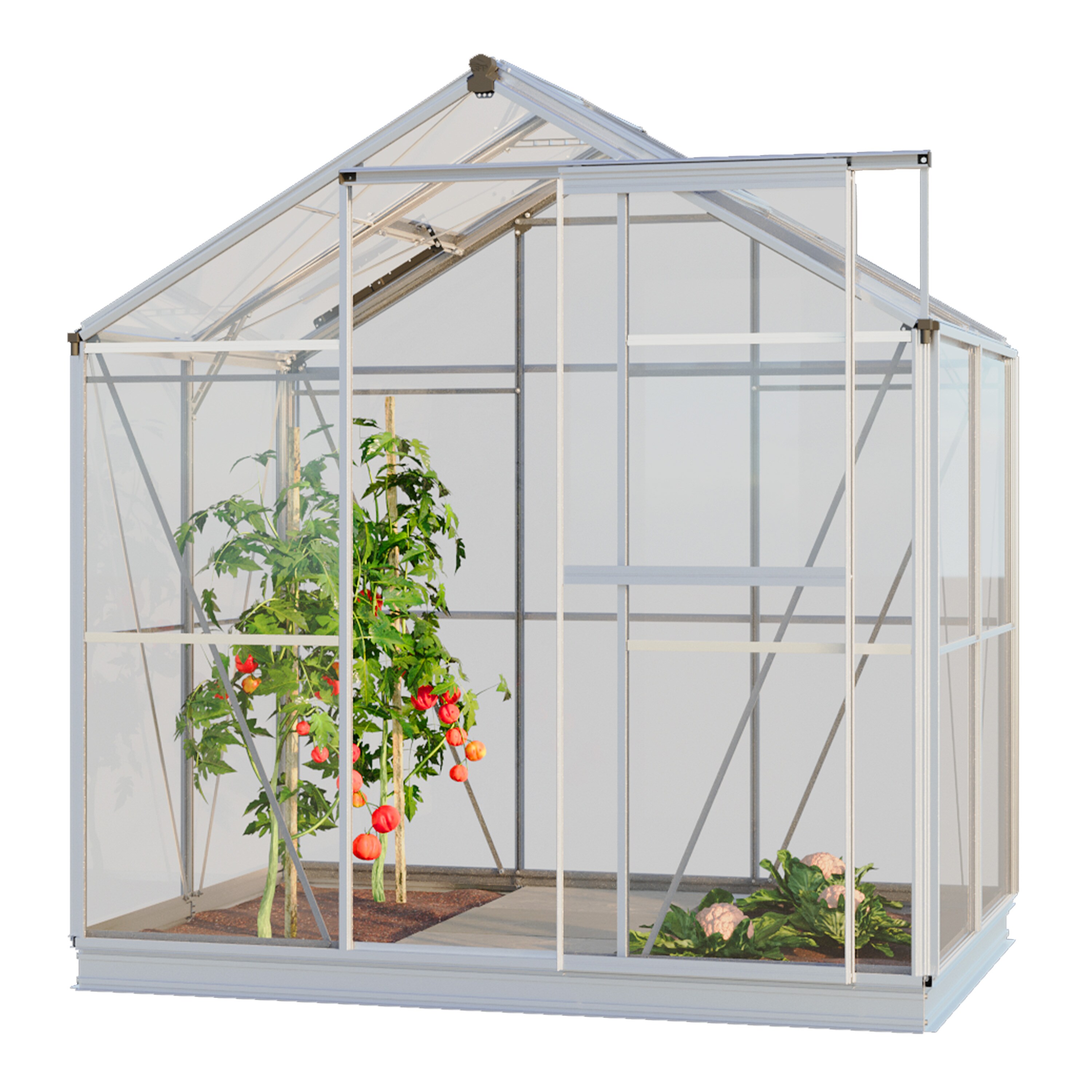 GFP Gew&auml;chshaus Glasgew&auml;chshaus mit Aluminium-Rahmen inkl. Fundamentrahmen und autom. Fenster&ouml;ffner 192 x 317 x192 cm - Bild 1