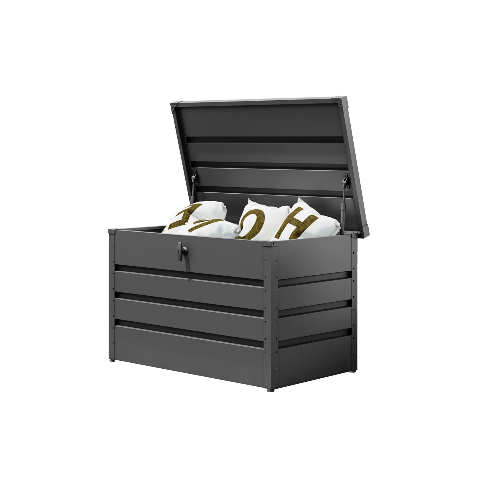 GFP Primeyard Gartenbox BRIAN Aufbewahrungsbox Auflagenbox Gartentruhe Metall, anthrazit 152x69x61 cm