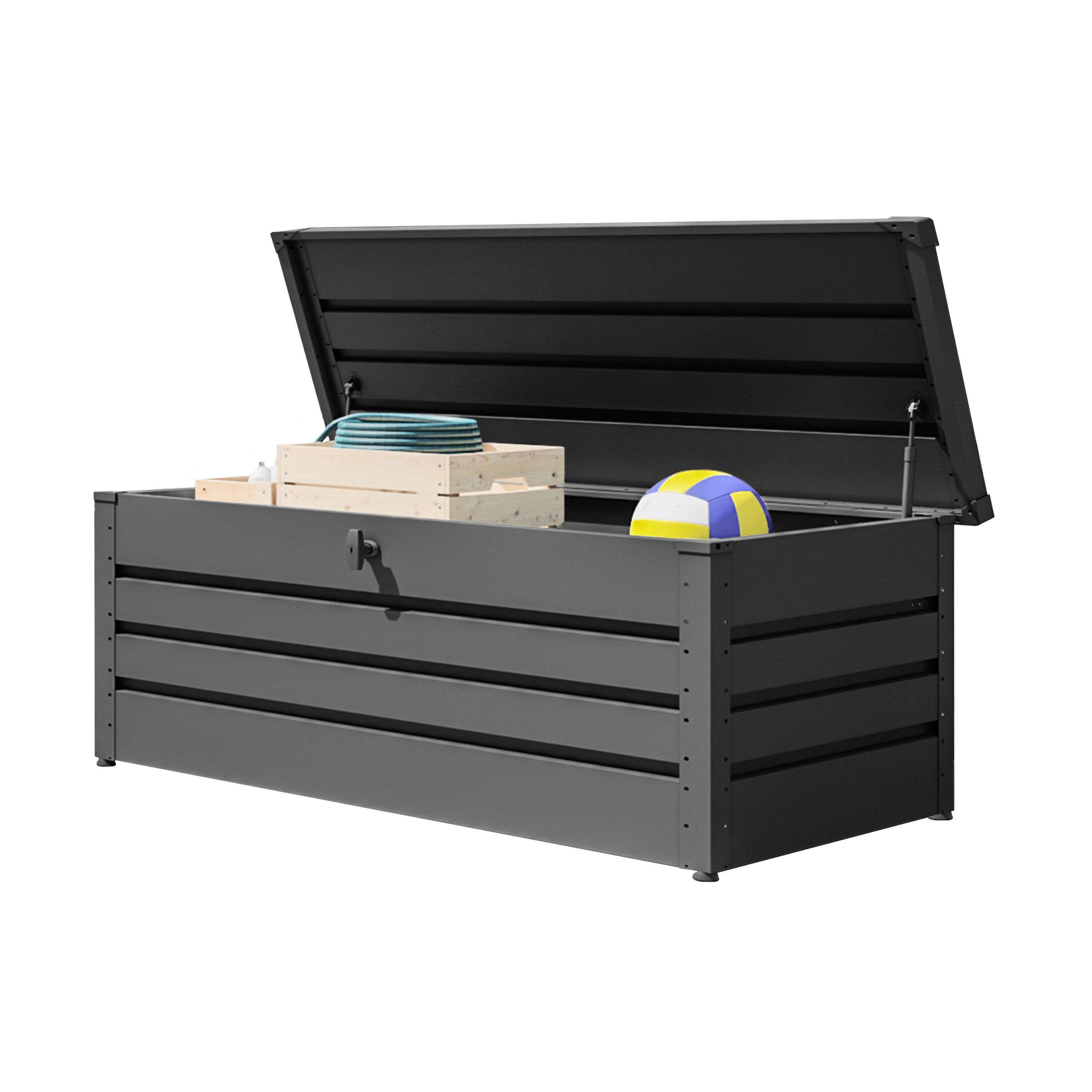 GFP Primeyard Gartenbox BRIAN Aufbewahrungsbox Auflagenbox Gartentruhe Metall, anthrazit 152x69x61 cm online kaufen bei Netto